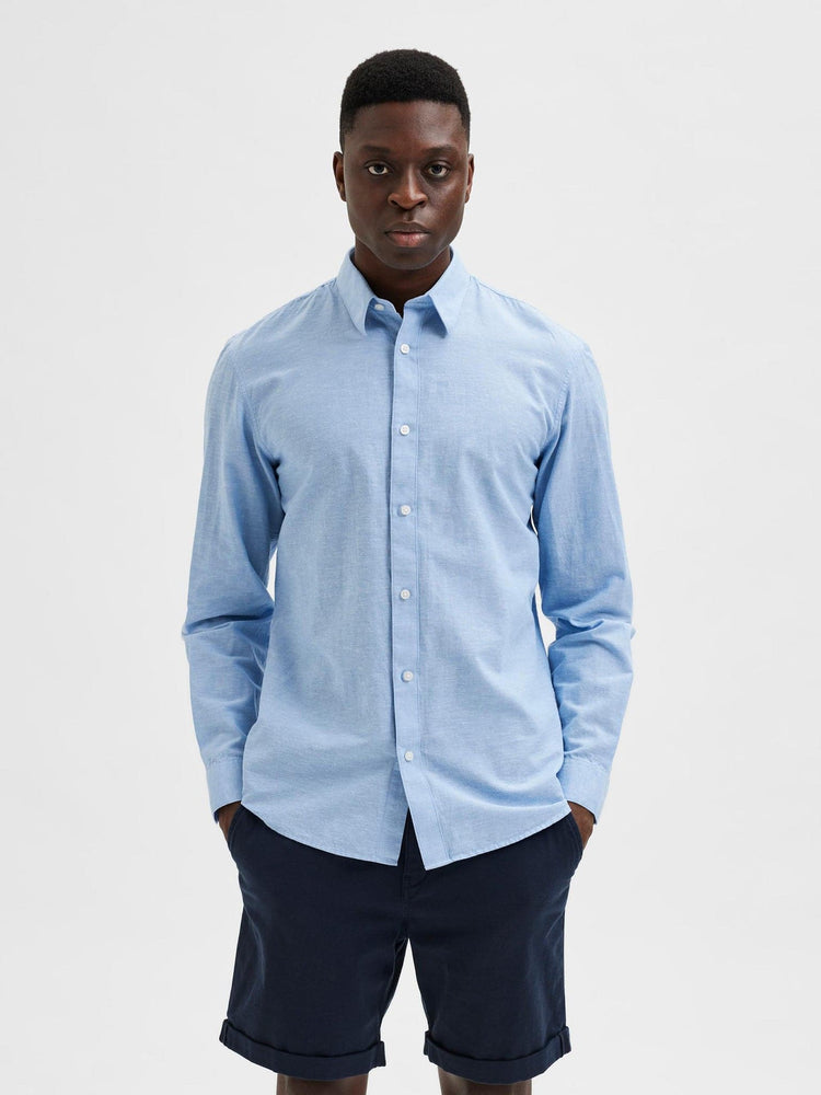 Ανδρικό πουκάμισο λινό SLHSLIMNEW-LINEN SHIRT LS CLASSIC 16079056 | 16079056