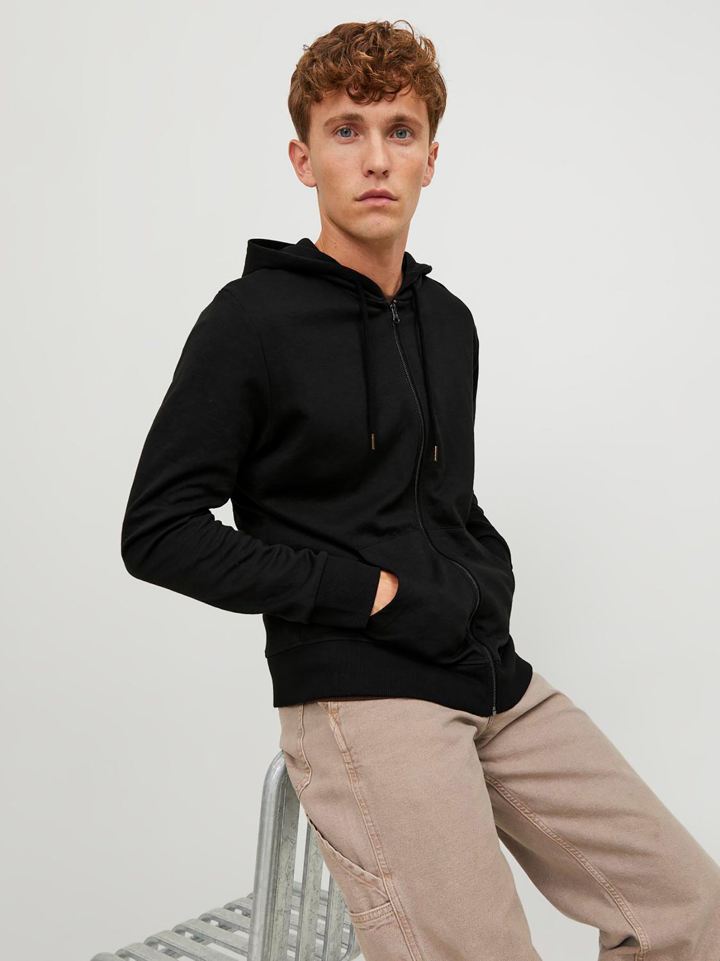 Ανδρική ζακέτα Plain Zip hoodie 12181901 | 12181901