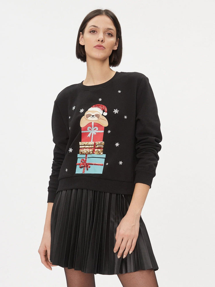 Γυναικεία μπλούζα φούτερ παγιέτα ONLYDA CHRISTMAS L/S O-NECK BOX SWT 15306570 | 15306570