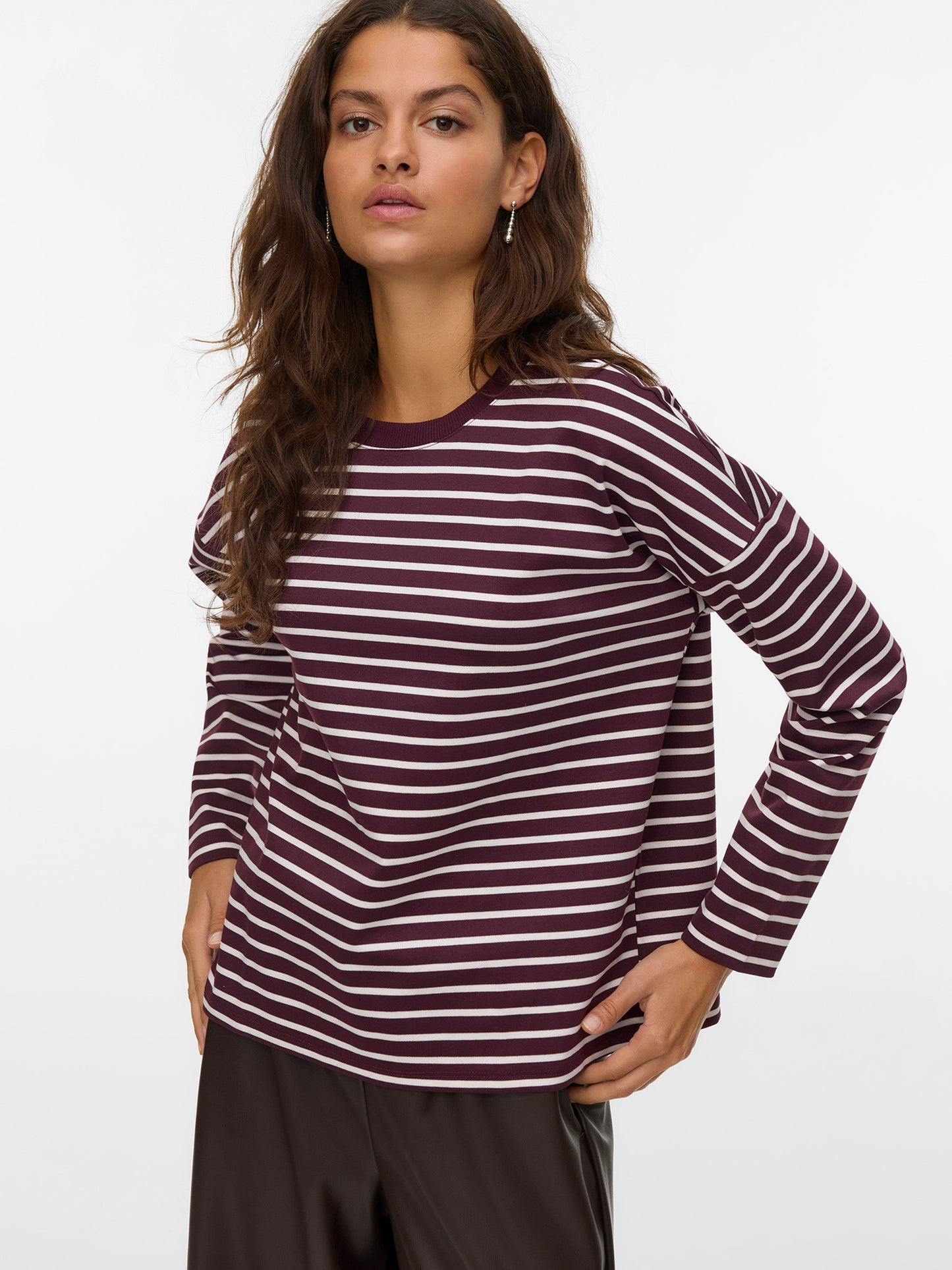 Γυναικεία μπλούζα ριγέ VMABBY LS O-NECK TOP JRS NOOS 10306145 | 10306145