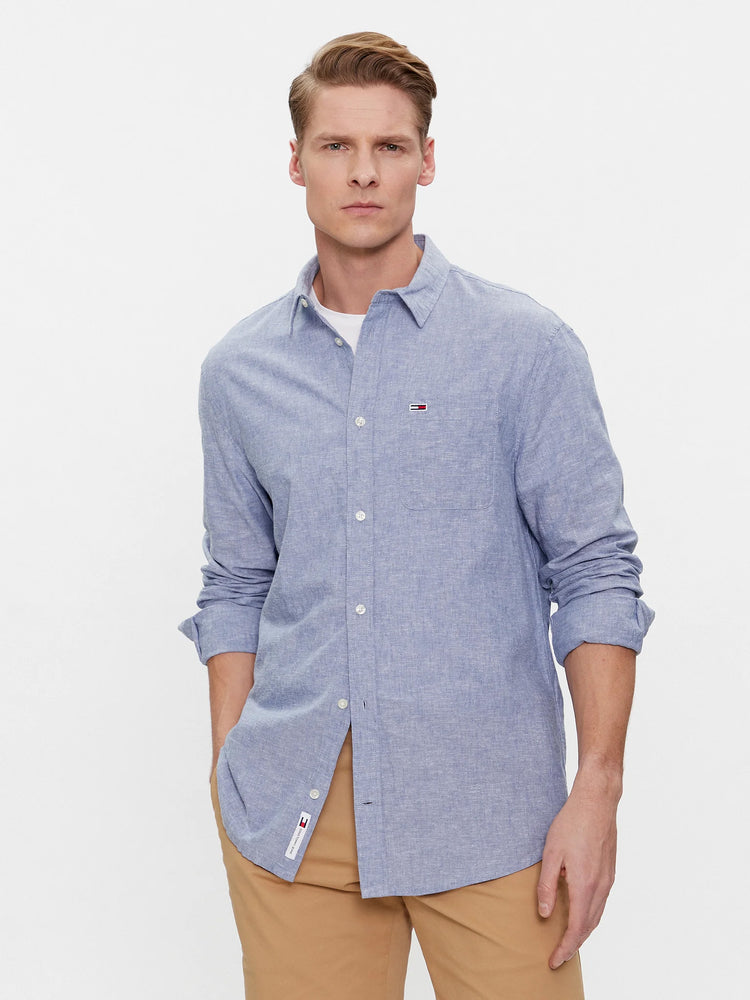 Ανδρικό πουκάμισο λινό TJM REG LINEN BLEND SHIRT DM0DM18962C6C | DM0DM18962C6C