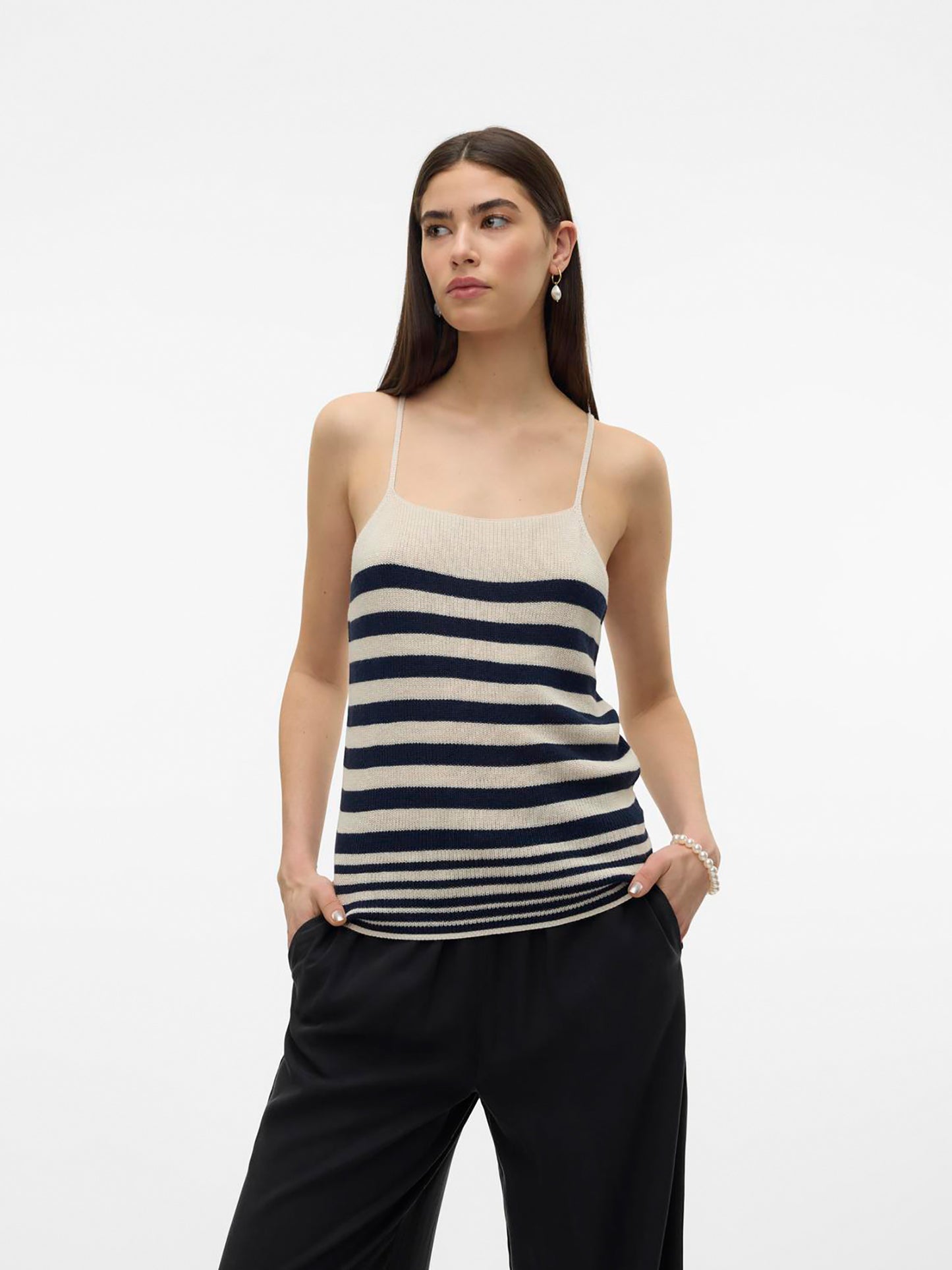 Γυναικείο top πλεκτό VMNEWLEXSUN STRAP STRIPE TOP 10302769 | 10302769