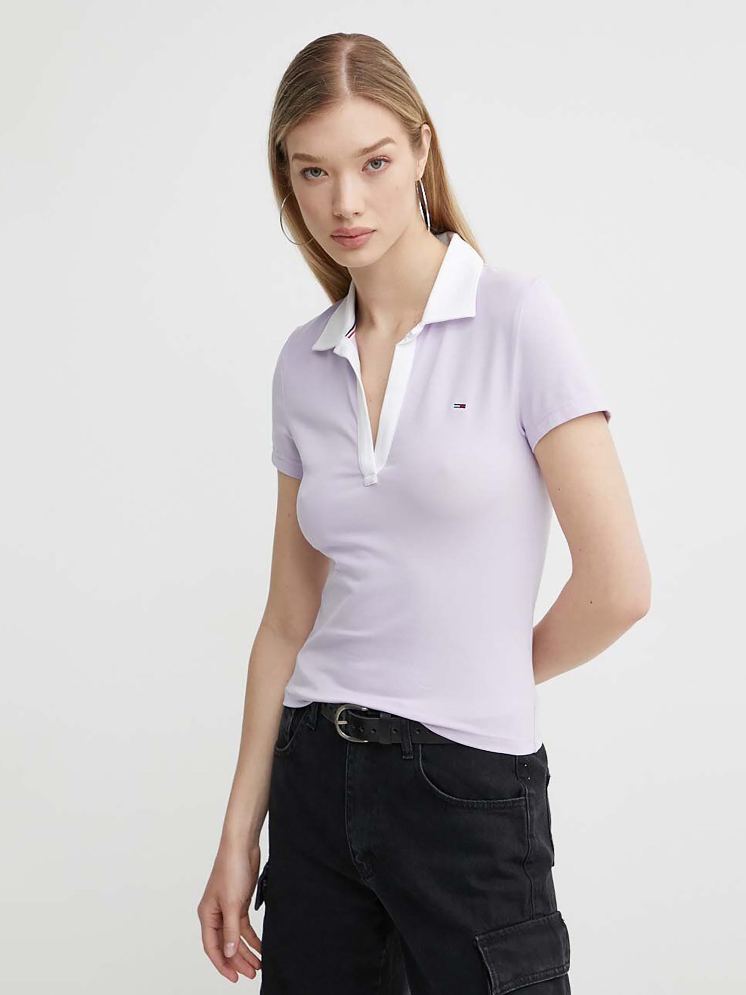 Γυναικεία polo μπλούζα TJW SLIM CONTRAST V SS POLO EXT DW0DW17225W06 | DW0DW17225W06