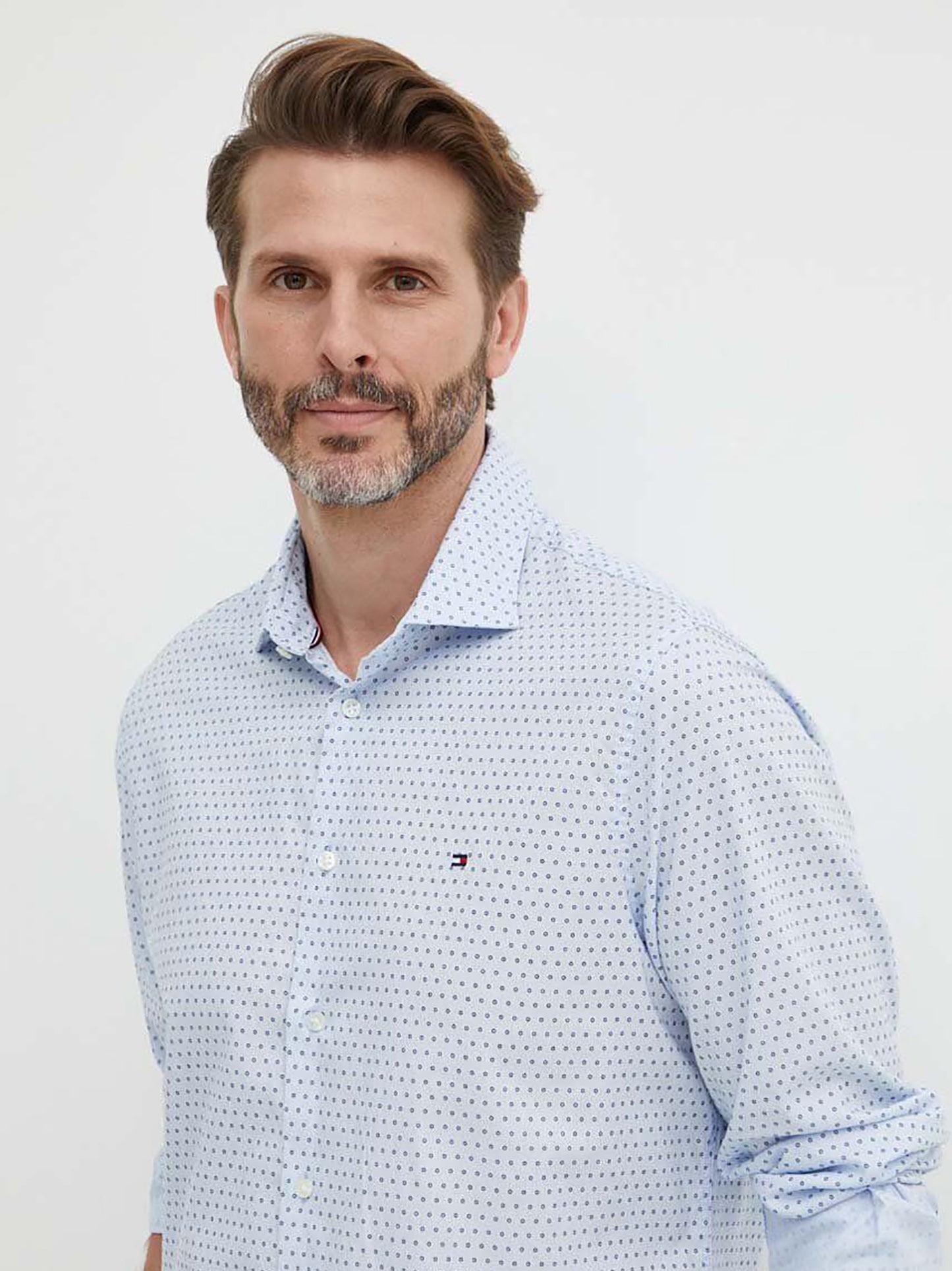 Ανδρικό πουκάμισο με μικροσχέδιο CL-W OXF CIRCLE PRINT SHIRT SF MW0MW34649DXA | MW0MW34649DXA