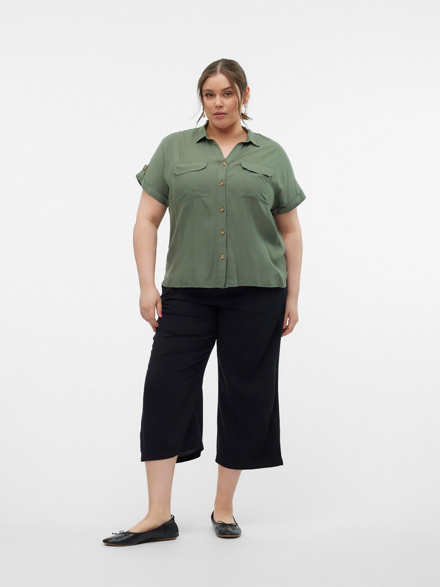 Γυναικεία ζιπ κιλότ Plus Size VMCEASY JOY HW CULOTTE PANTS WVN 10308723 | 10308723