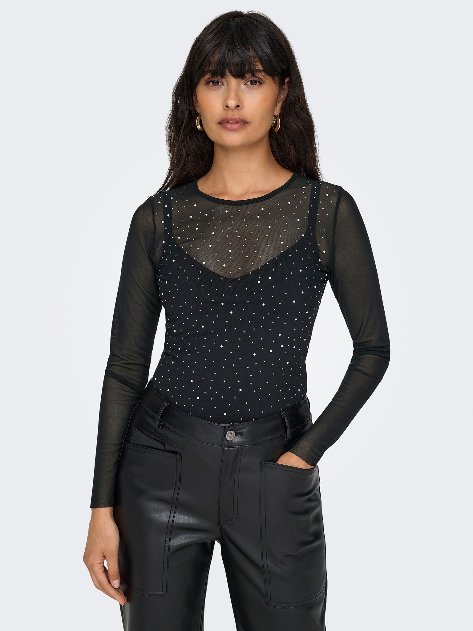 Γυναικεία μπλούζα ONLELSA L/S MESH SHINE TOP JRS 15310211 | 15310211