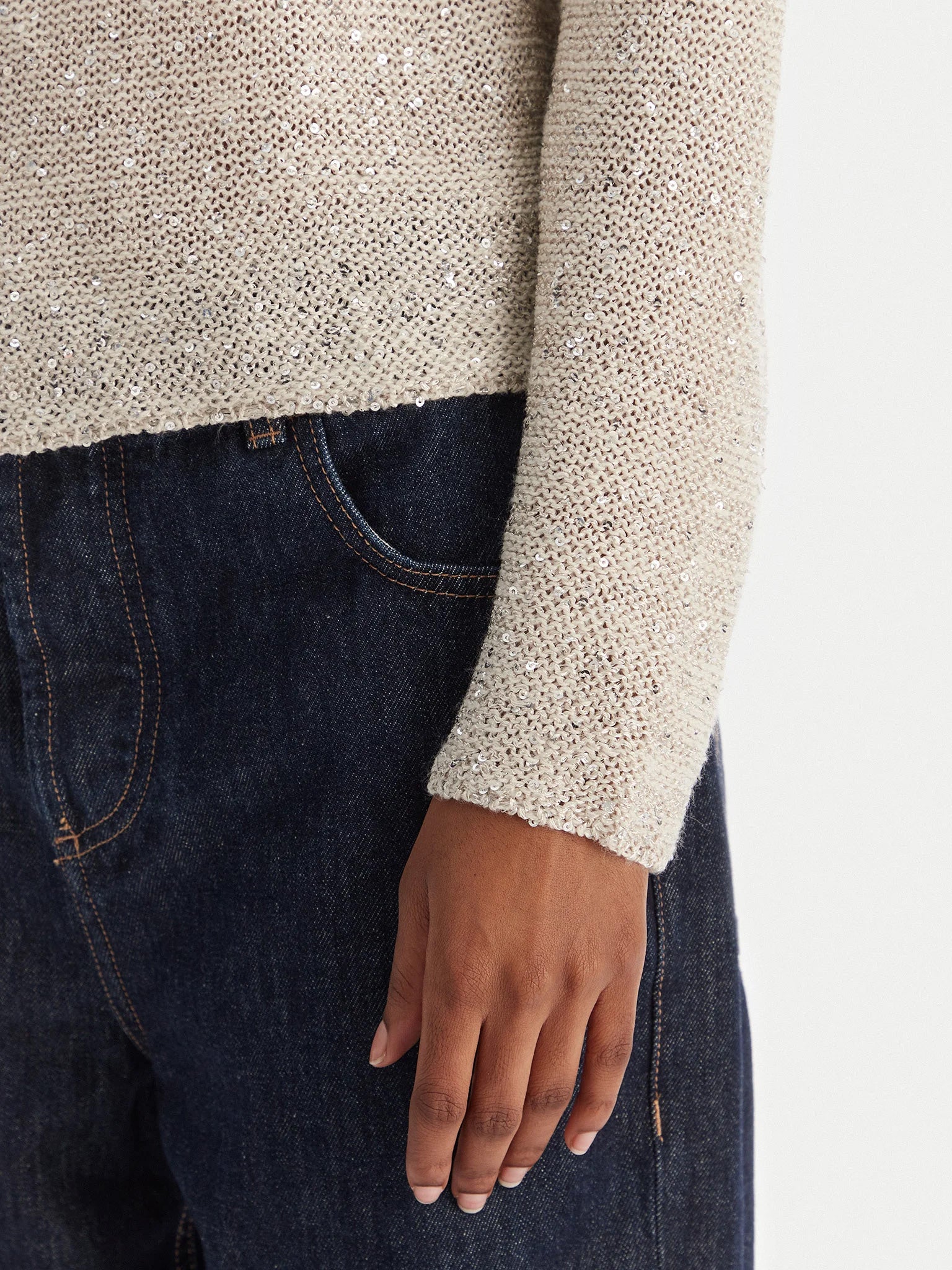 Γυναικεία μπλούζα παγιέτα VMLEILANI NEW LS V-NECK PULLOVER 10318223 | 10318223