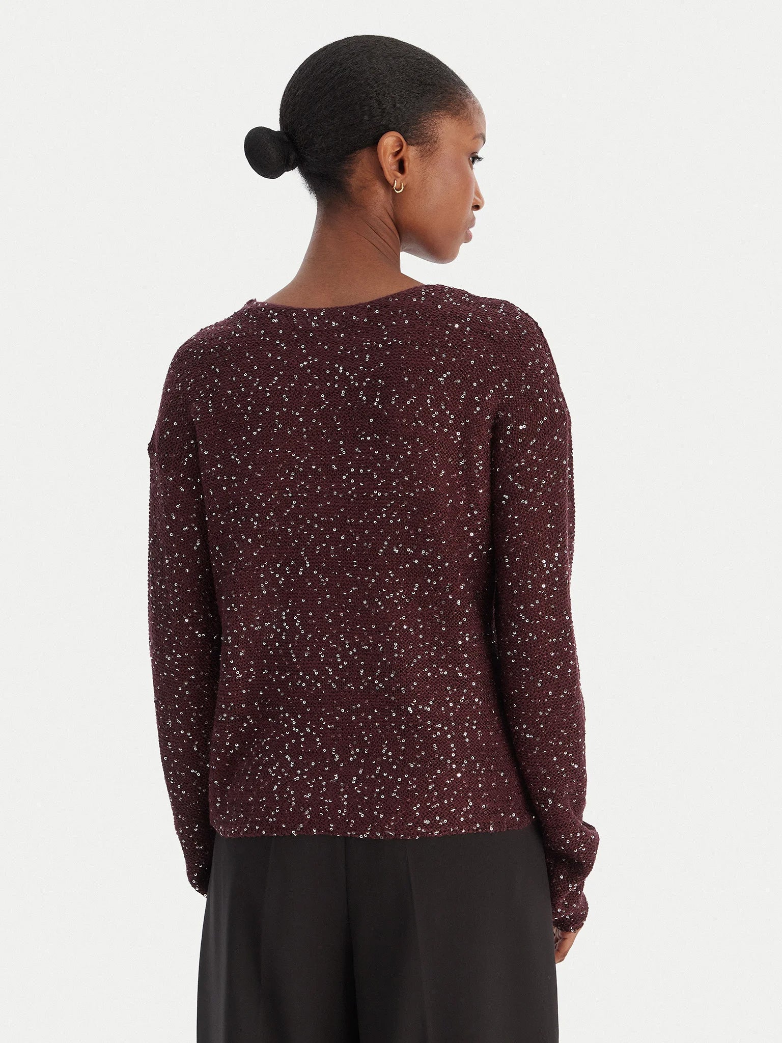 Γυναικεία μπλούζα παγιέτα VMLEILANI NEW LS V-NECK PULLOVER 10318223 | 10318223