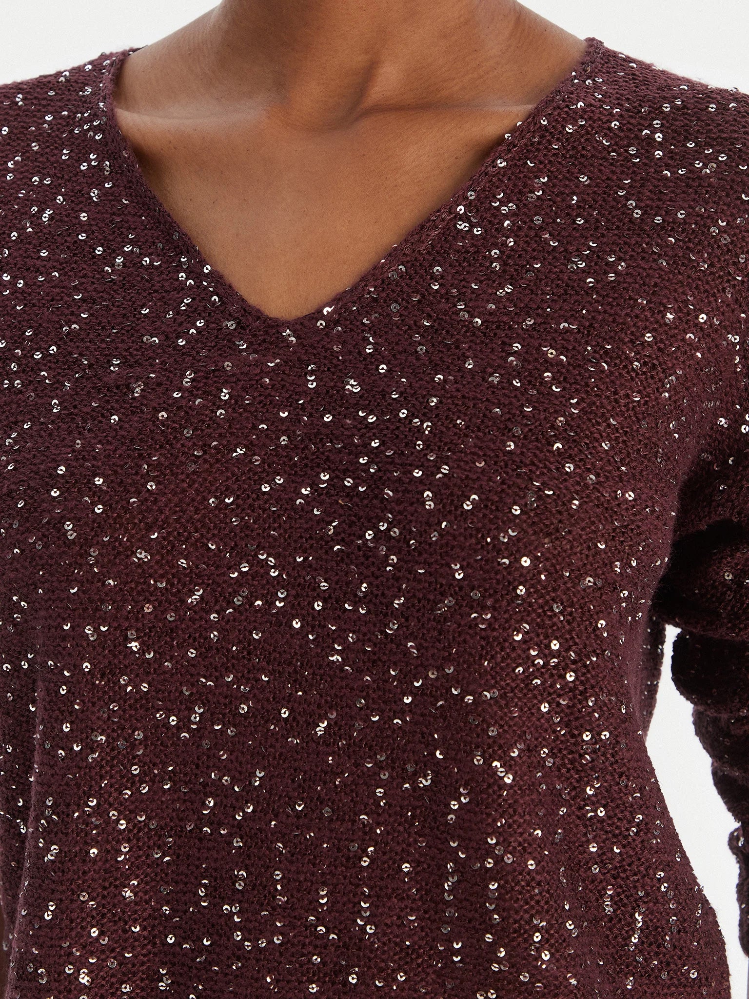 Γυναικεία μπλούζα παγιέτα VMLEILANI NEW LS V-NECK PULLOVER 10318223 | 10318223