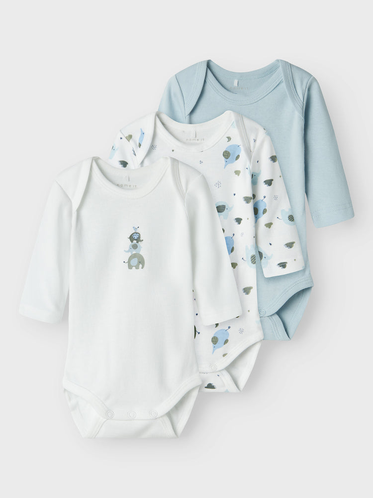 Βρεφικά κορμάκια σετ 3 τεμ  NBMBODY 3P LS BABY ELEPHANT NOOS 13232736 | 13232736