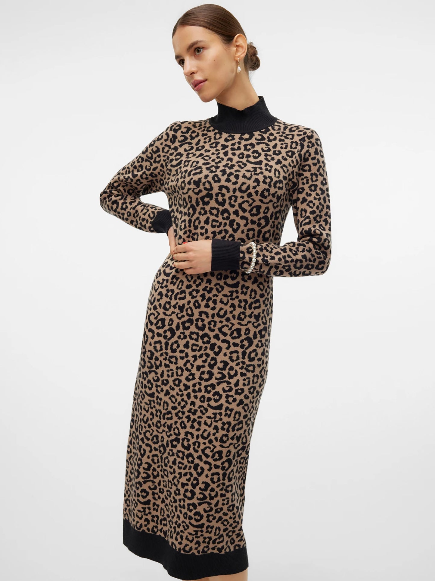 Γυναικείο φόρεμα animal VMARIA ART LS HIGH-NECK CALF DRESS REP 10314462 | 10314462