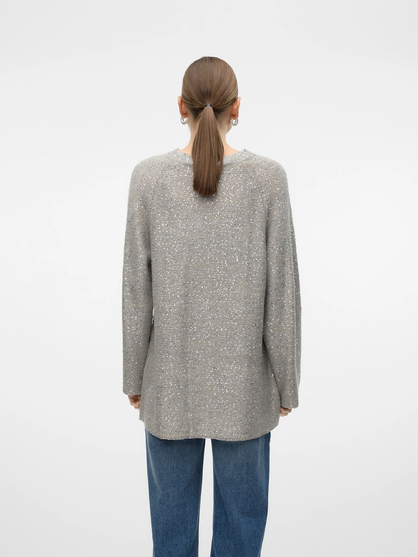 Γυναικεία μπλούζα παγιέτα VMLEILANI NEW LS O-NECK LONG PULL 10318192 | 10318192