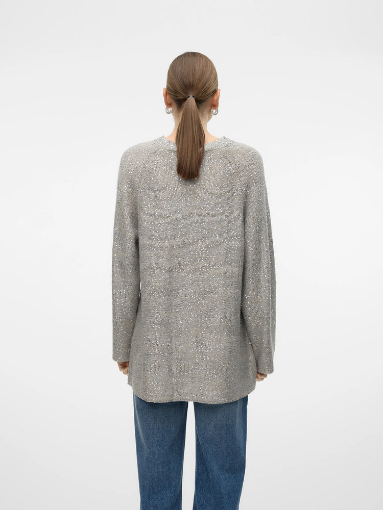 Γυναικεία μπλούζα παγιέτα VMLEILANI NEW LS O-NECK LONG PULL 10318192 | 10318192