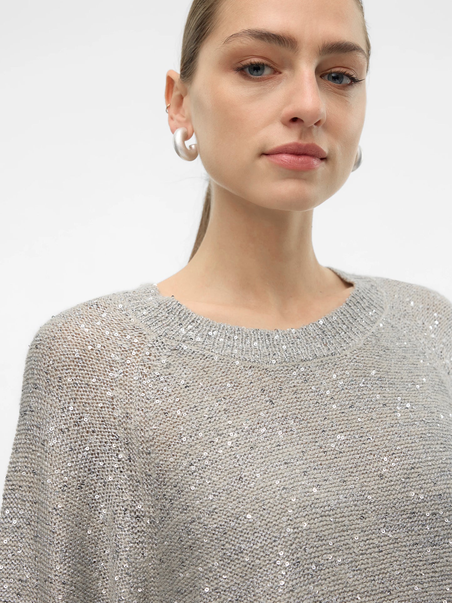 Γυναικεία μπλούζα παγιέτα VMLEILANI NEW LS O-NECK LONG PULL 10318192 | 10318192