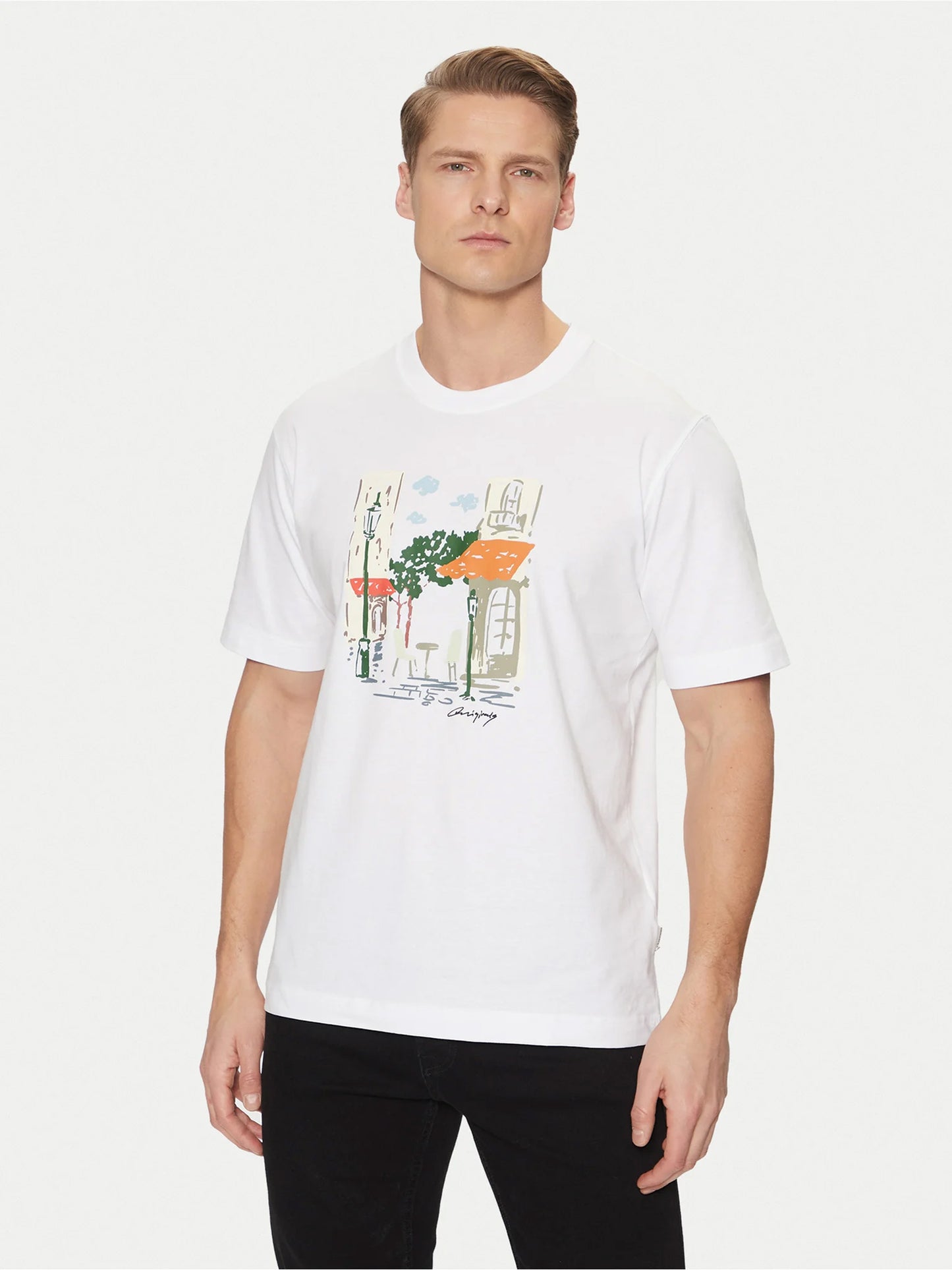 Ανδρικό t-shirt JORMANCHESTER SKETCH TEE SS CREW NECK 12273549 | 12273549