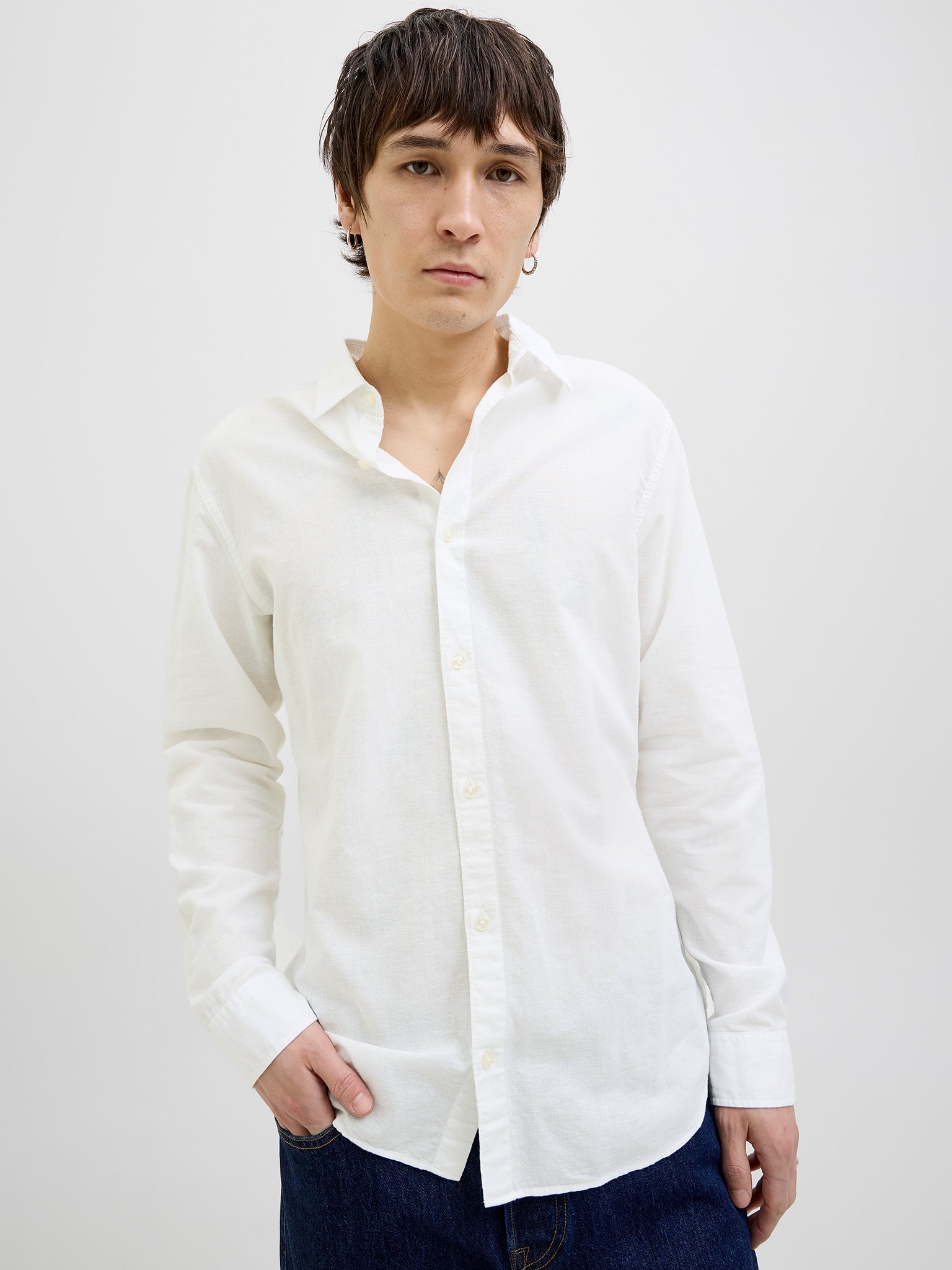 Ανδρικό πουκάμισο JJEBREEZE LINEN BLEND SHIRT LS SN 12268964 | 12268964