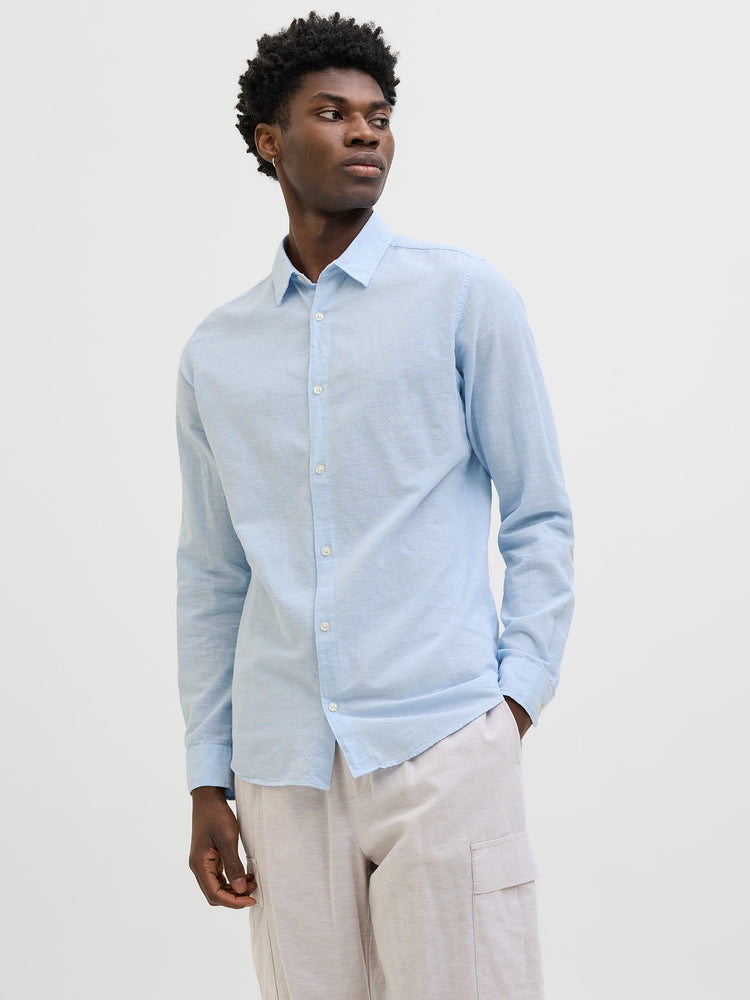 Ανδρικό πουκάμισο JJEBREEZE LINEN BLEND SHIRT LS SN 12268964 | 12268964