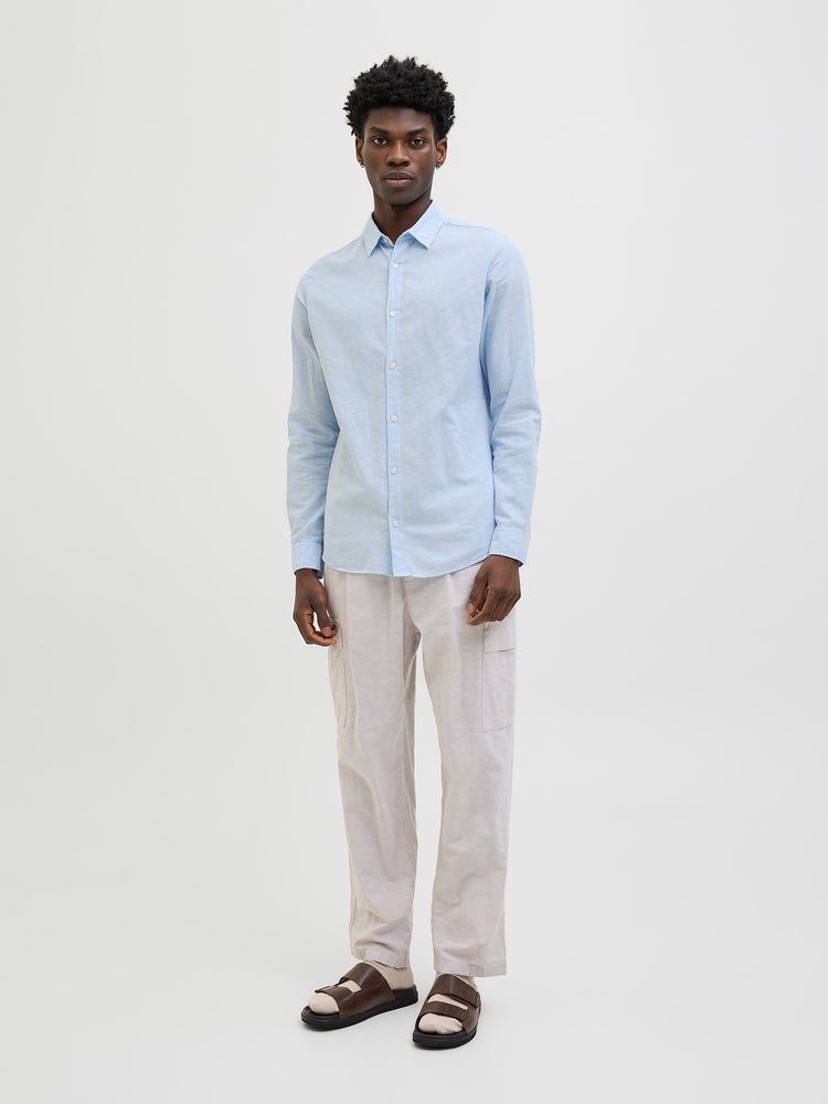 Ανδρικό πουκάμισο JJEBREEZE LINEN BLEND SHIRT LS SN 12268964 | 12268964