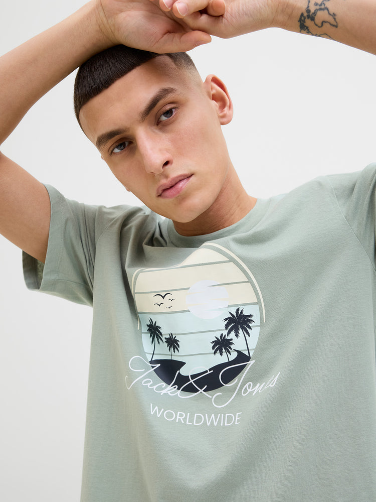 Ανδρικό t-shirt JJPALM TEE SS CREW NECK LN 12269418 | 12269418