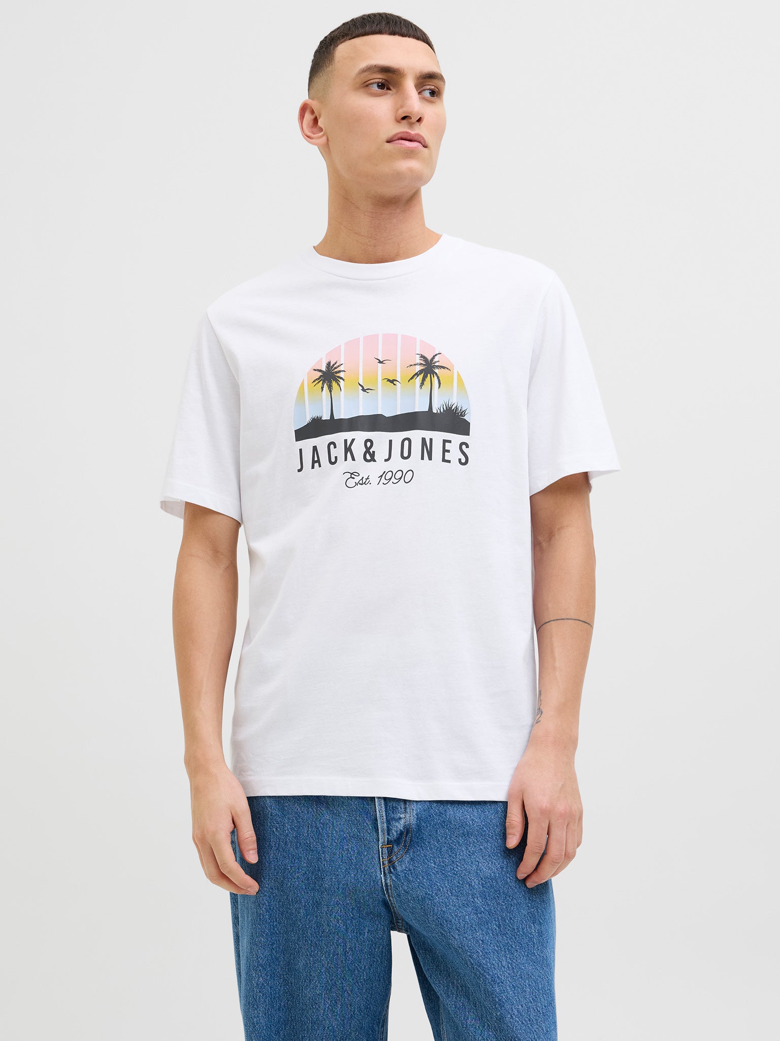 Ανδρικό t-shirt JJPALM TEE SS CREW NECK LN 12269418 | 12269418
