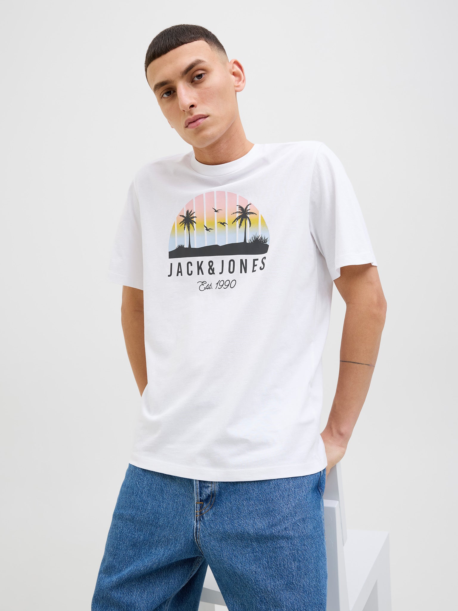 Ανδρικό t-shirt JJPALM TEE SS CREW NECK LN 12269418 | 12269418