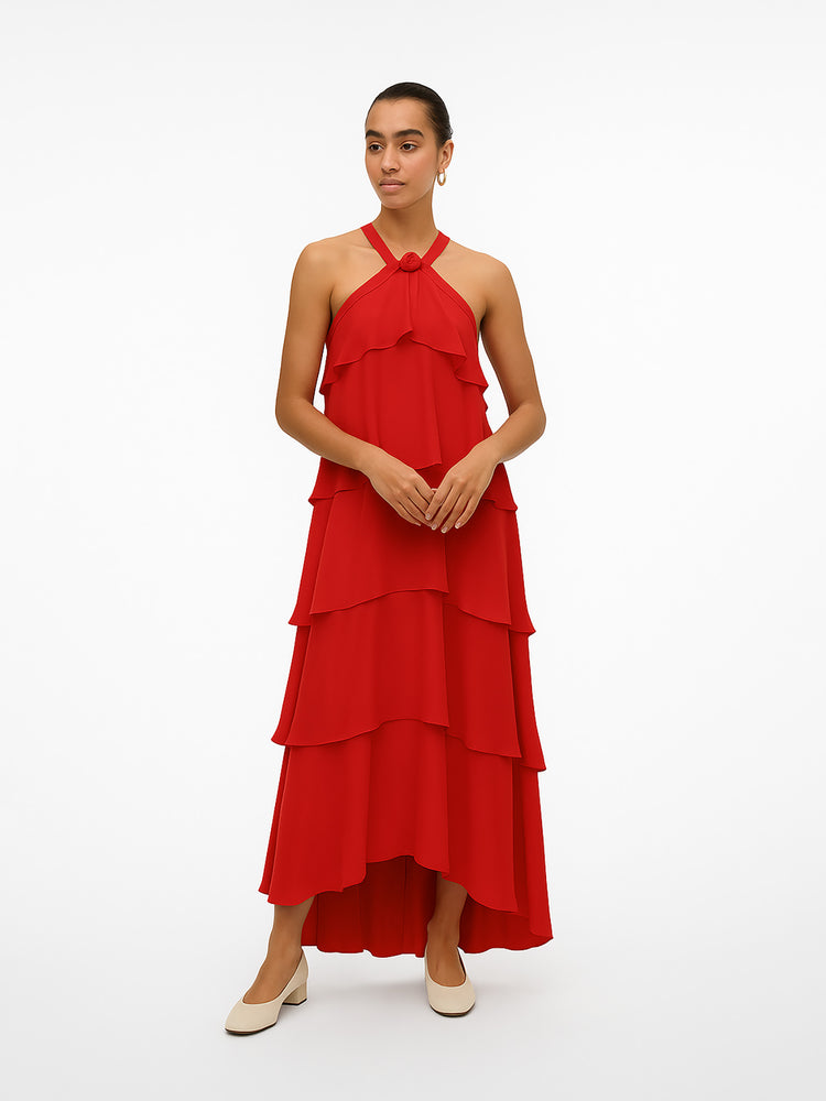 Γυναικείο φόρεμα με βολάν VMFELICIA SL RUFFLE MAXI DRESS 10295237 | 10295237