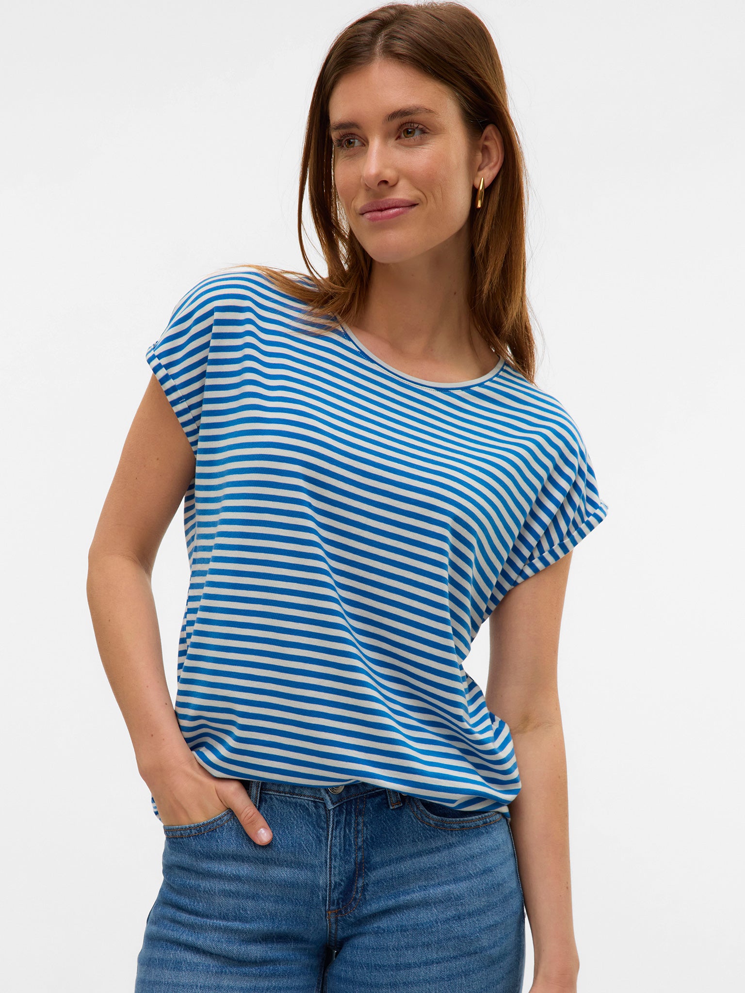 Γυναικεία μπλούζα ριγέ VMAVA SS TOP STRIPE GA JRS NOOS 10284469 | 10284469
