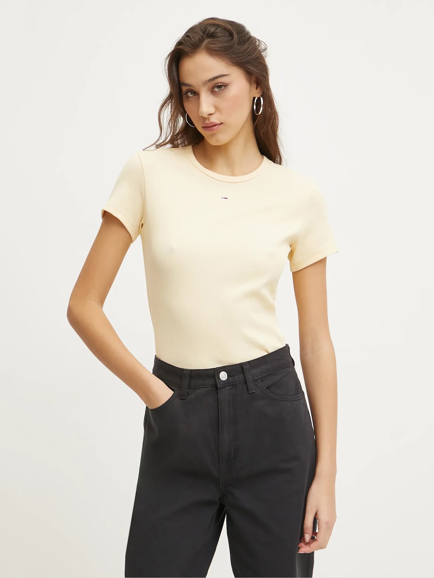 Γυναικείο t-shirt ριπ TJW SLIM ESSENTIAL RIB SS EXT DW0DW17383ZGA | DW0DW17383ZGA