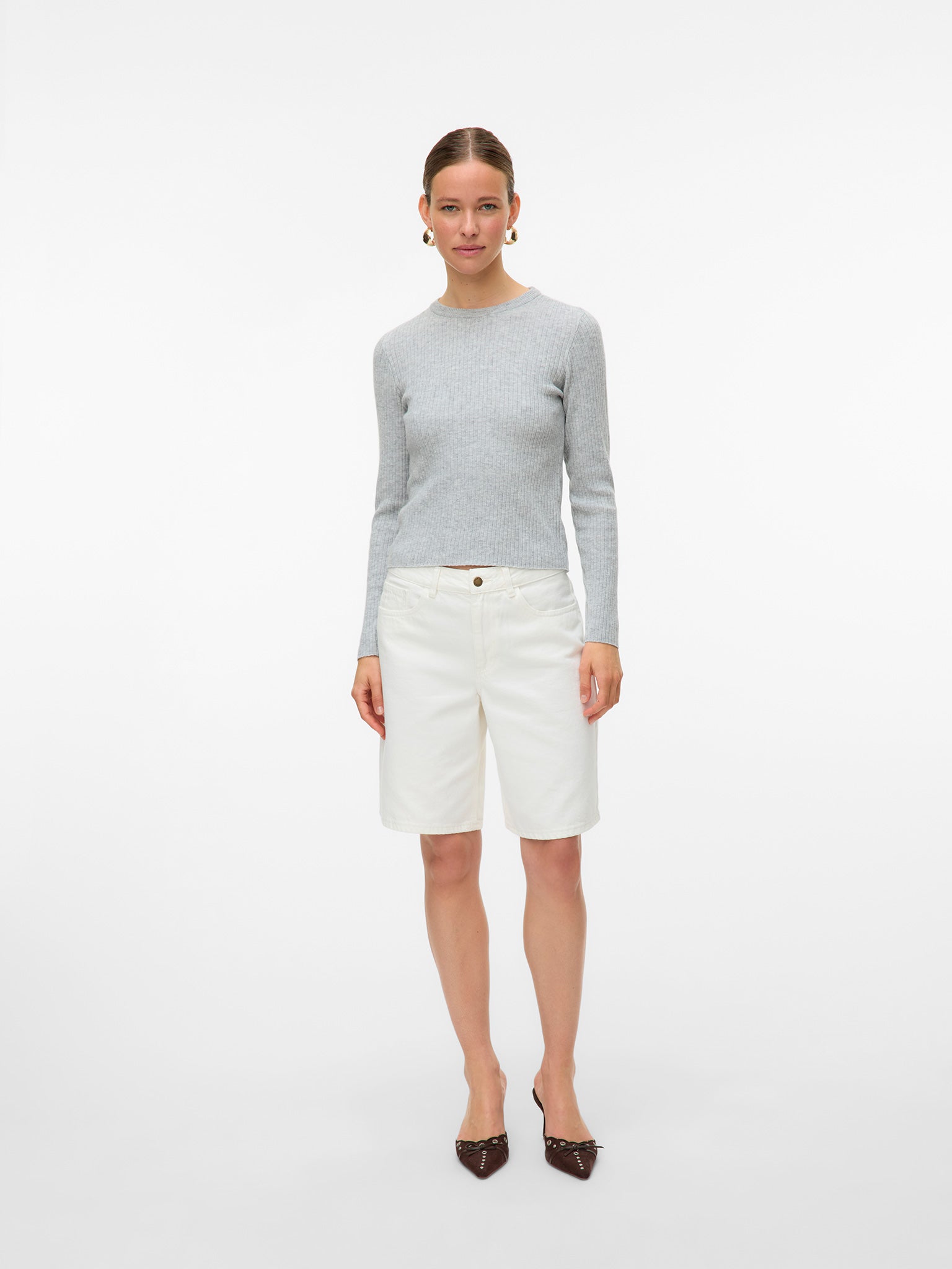 Γυναικείο σορτς τζιν VMSAGE HR BERMUDA ECRU SHORTS 10329124 | 10329124