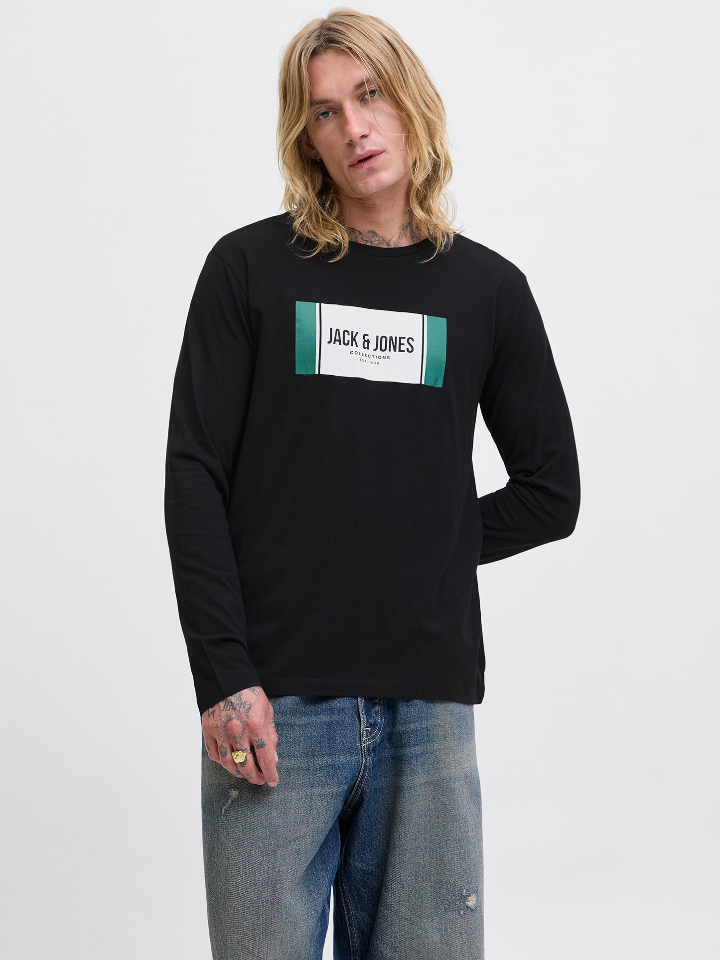 Ανδρική μπλούζα JJHAYATO TEE LS CREW NECK 12282290 | 12282290