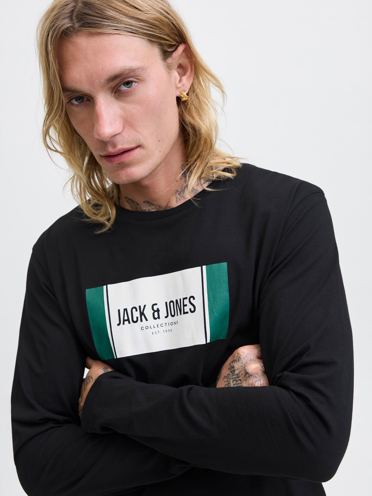 Ανδρική μπλούζα JJHAYATO TEE LS CREW NECK 12282290 | 12282290