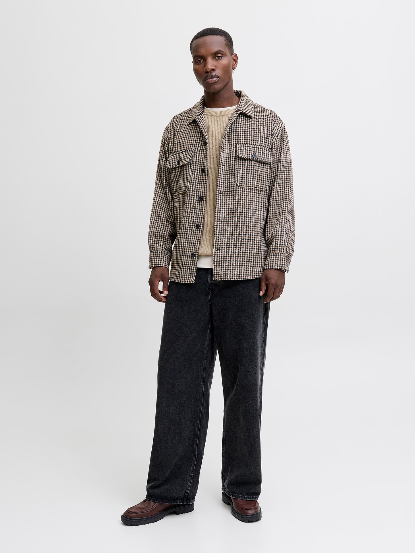 Ανδρική μπλούζα πλεκτή JJPANNEL KNIT CREW NECK AW25 12278916 | 12278916