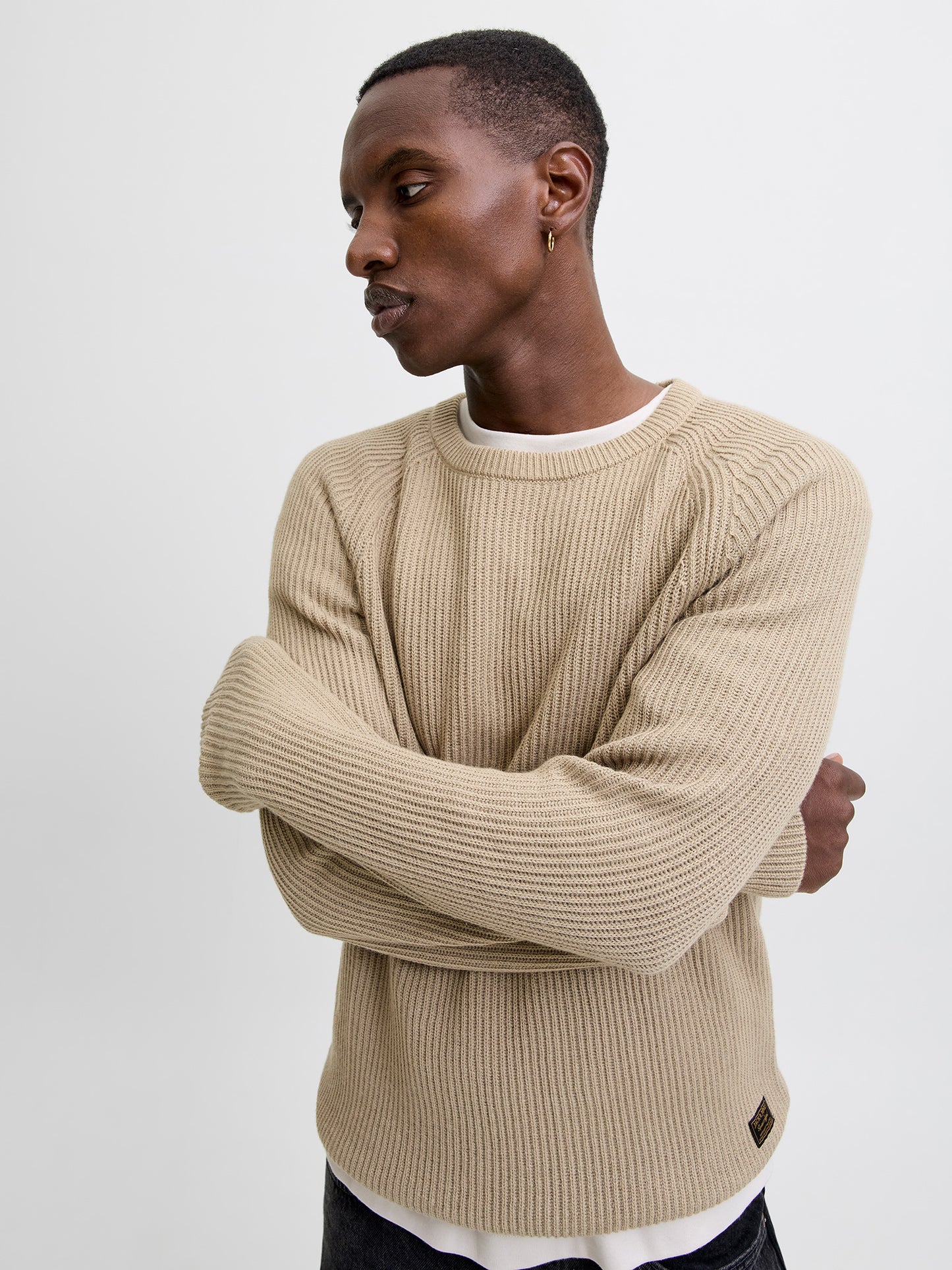 Ανδρική μπλούζα πλεκτή JJPANNEL KNIT CREW NECK AW25 12278916 | 12278916