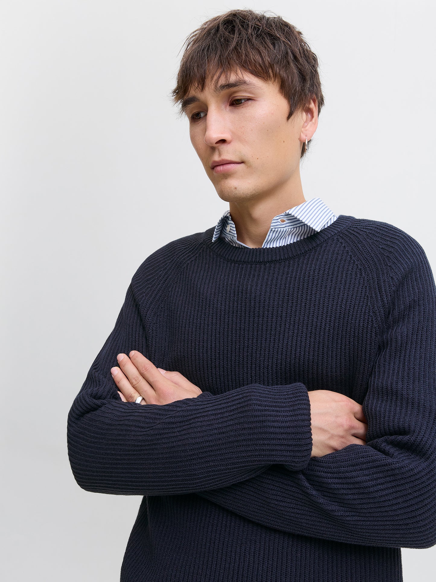 Ανδρική μπλούζα πλεκτή JJPANNEL KNIT CREW NECK AW25 12278916 | 12278916