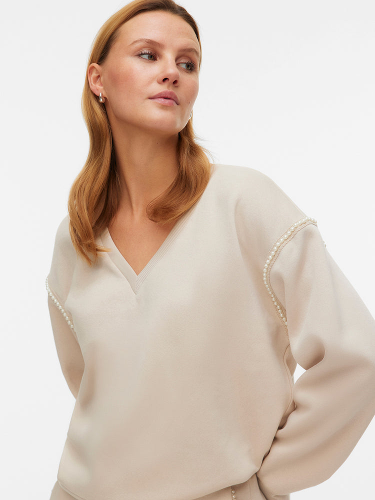 Γυναικεία μπλούζα VMDAISY PEARL V-NECK SWEAT JRS 10338099 | 10338099