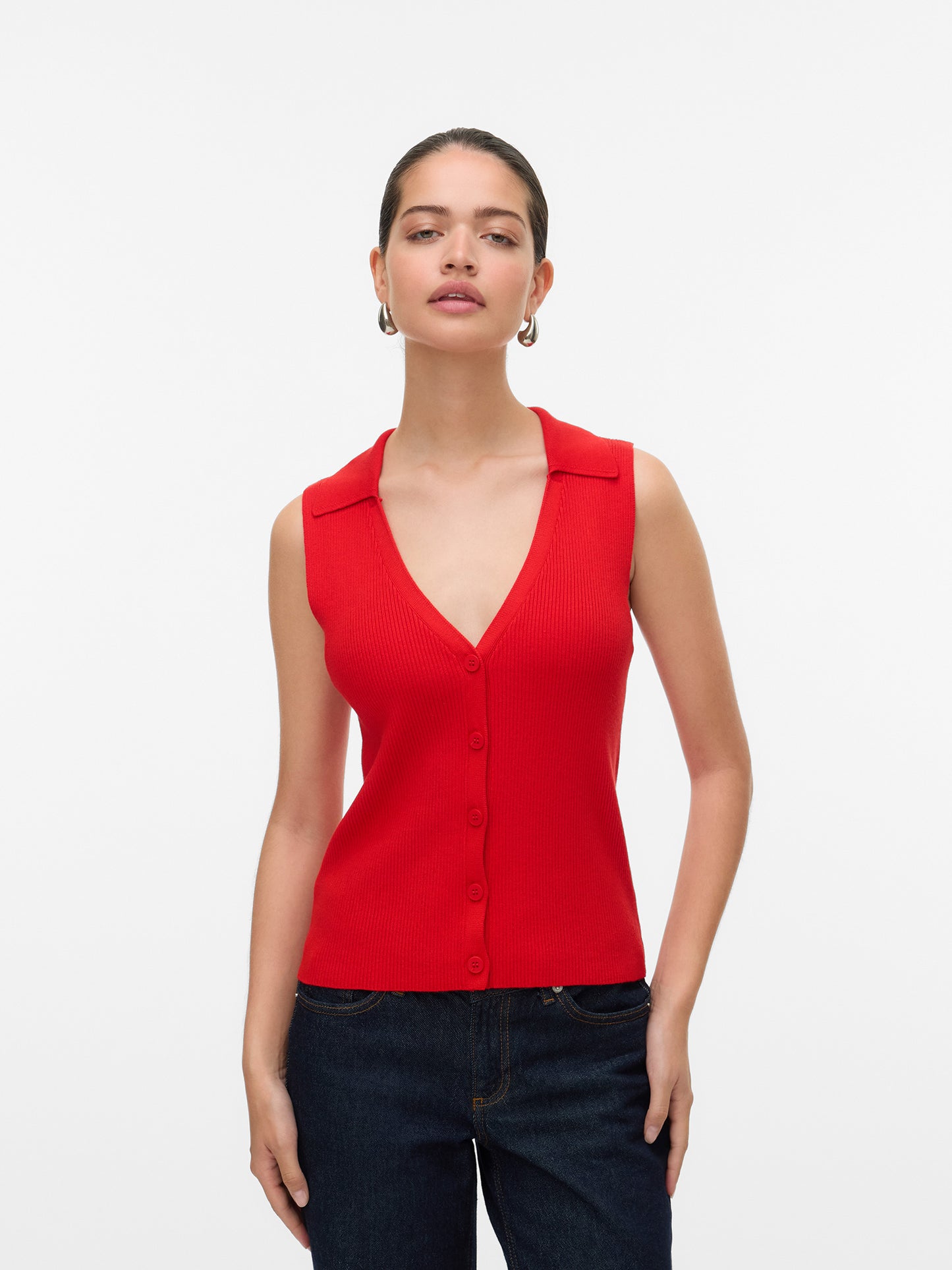 Γυναικεία αμάνικη μπλούζα VMWILLOW SL V-NECK POLO TOP 10330770 | 10330770
