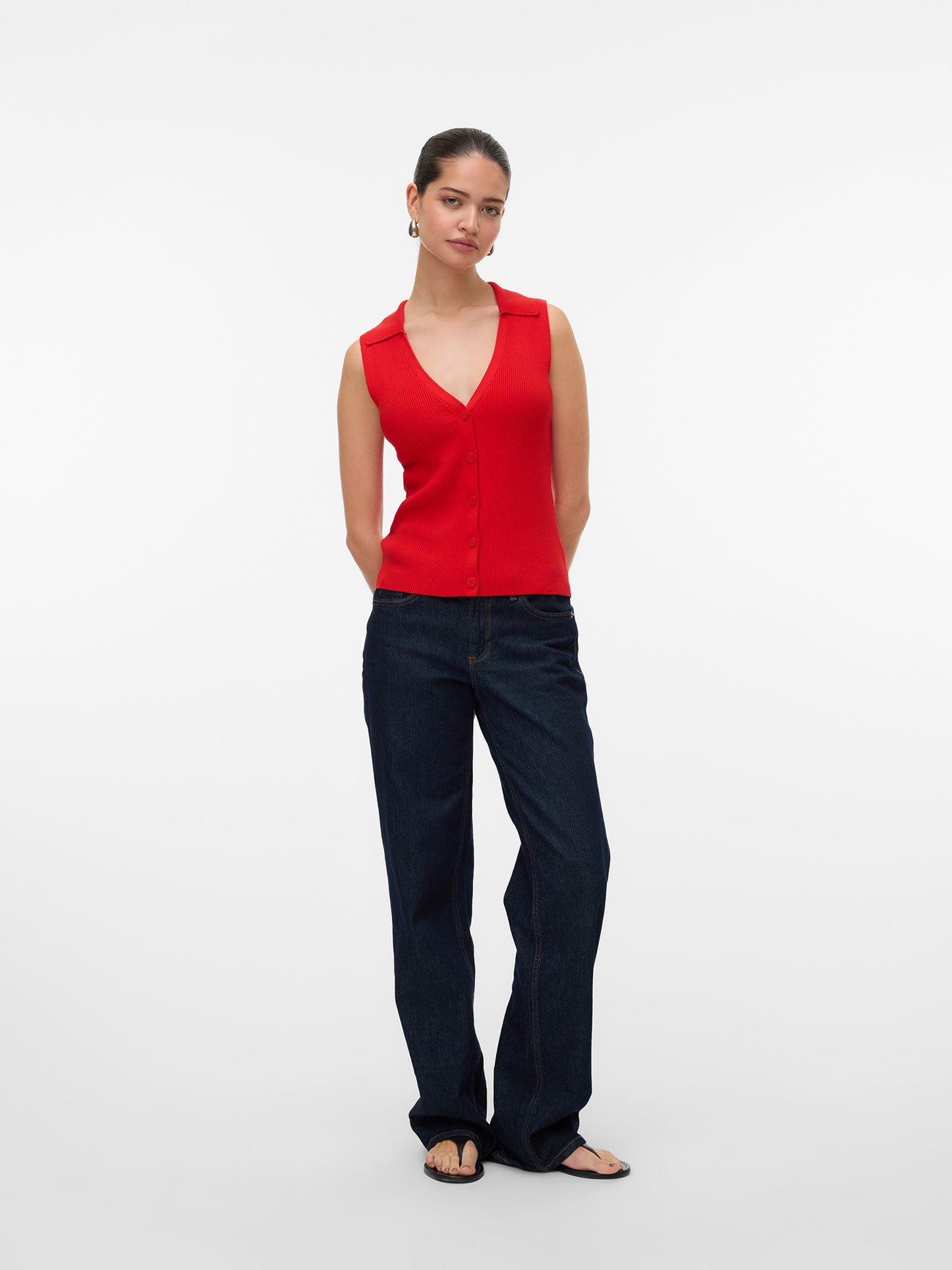 Γυναικεία αμάνικη μπλούζα VMWILLOW SL V-NECK POLO TOP 10330770 | 10330770