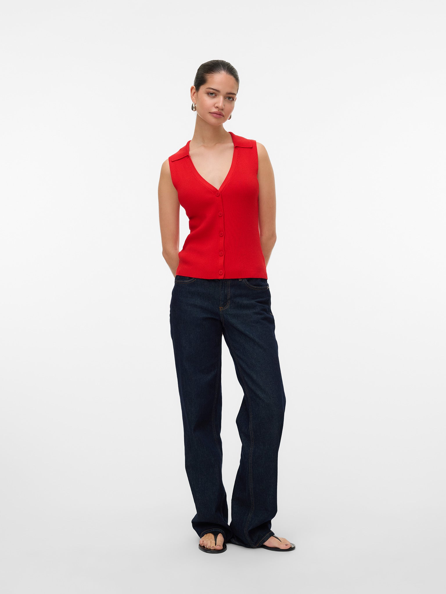 Γυναικεία αμάνικη μπλούζα VMWILLOW SL V-NECK POLO TOP 10330770 | 10330770