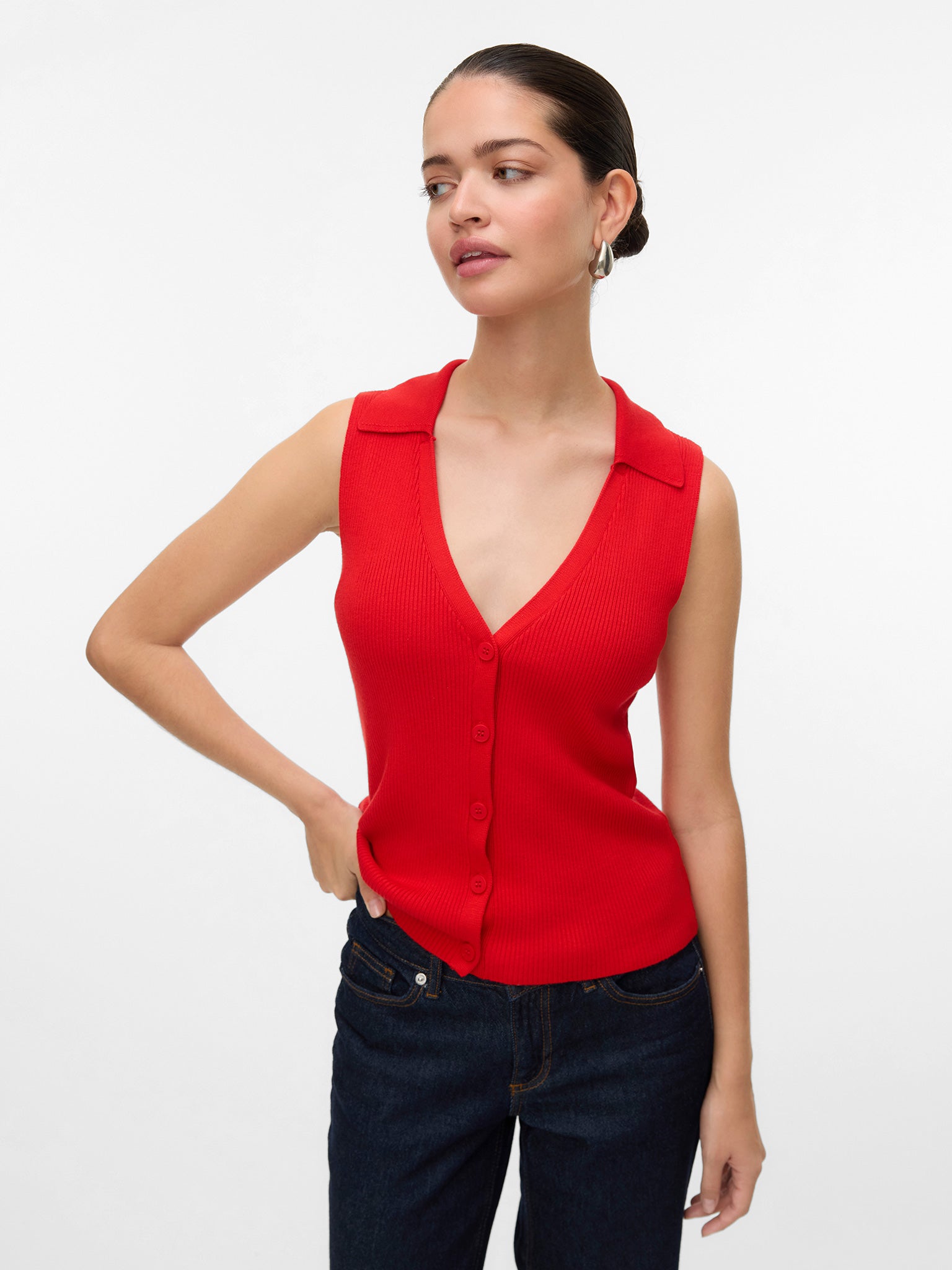 Γυναικεία αμάνικη μπλούζα VMWILLOW SL V-NECK POLO TOP 10330770 | 10330770