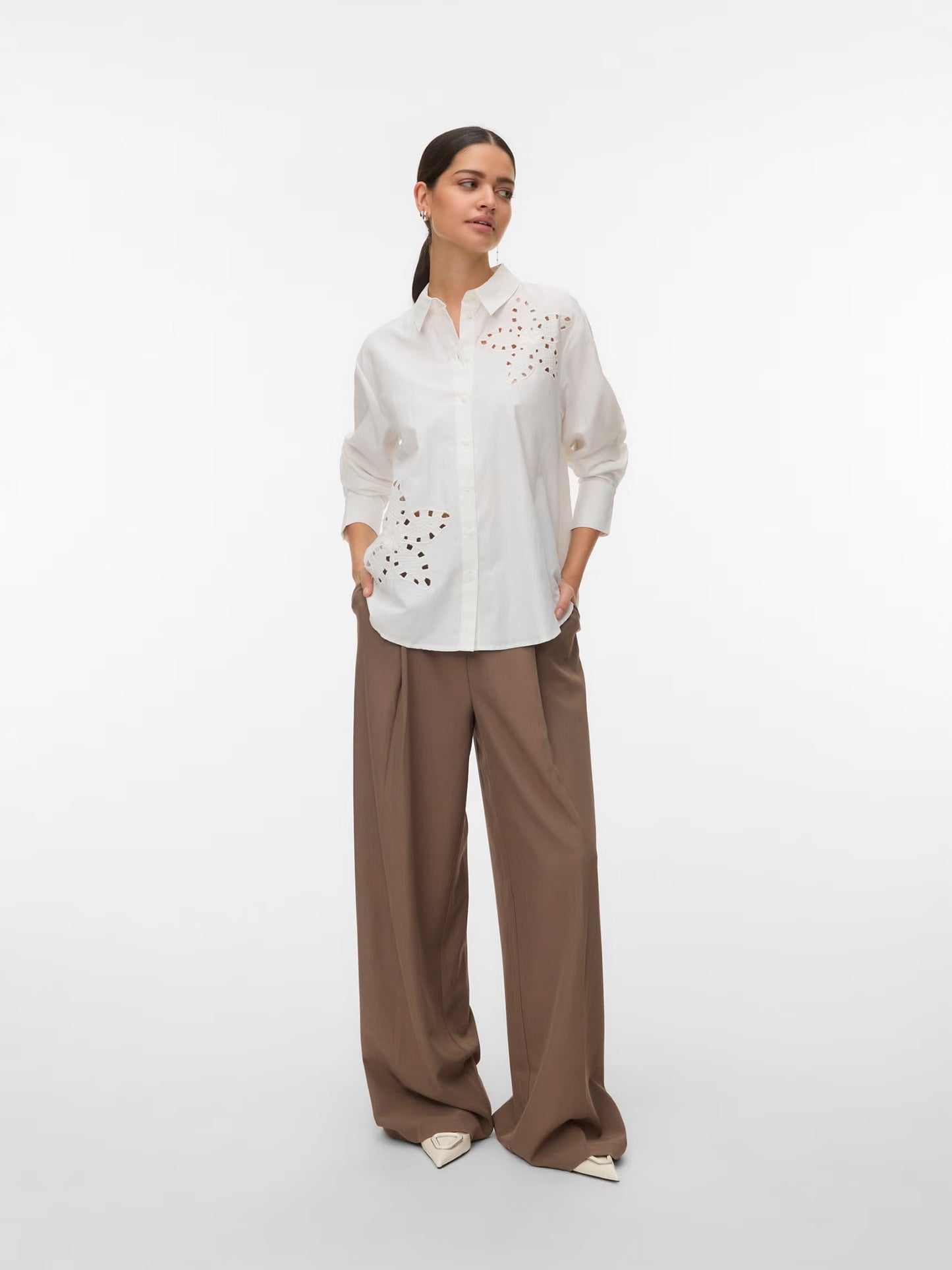Γυναικείο πουκάμισο με κέντημα VMJIRINA LS EMB. SHIRT WVN BTQ 10341679 | 10341679