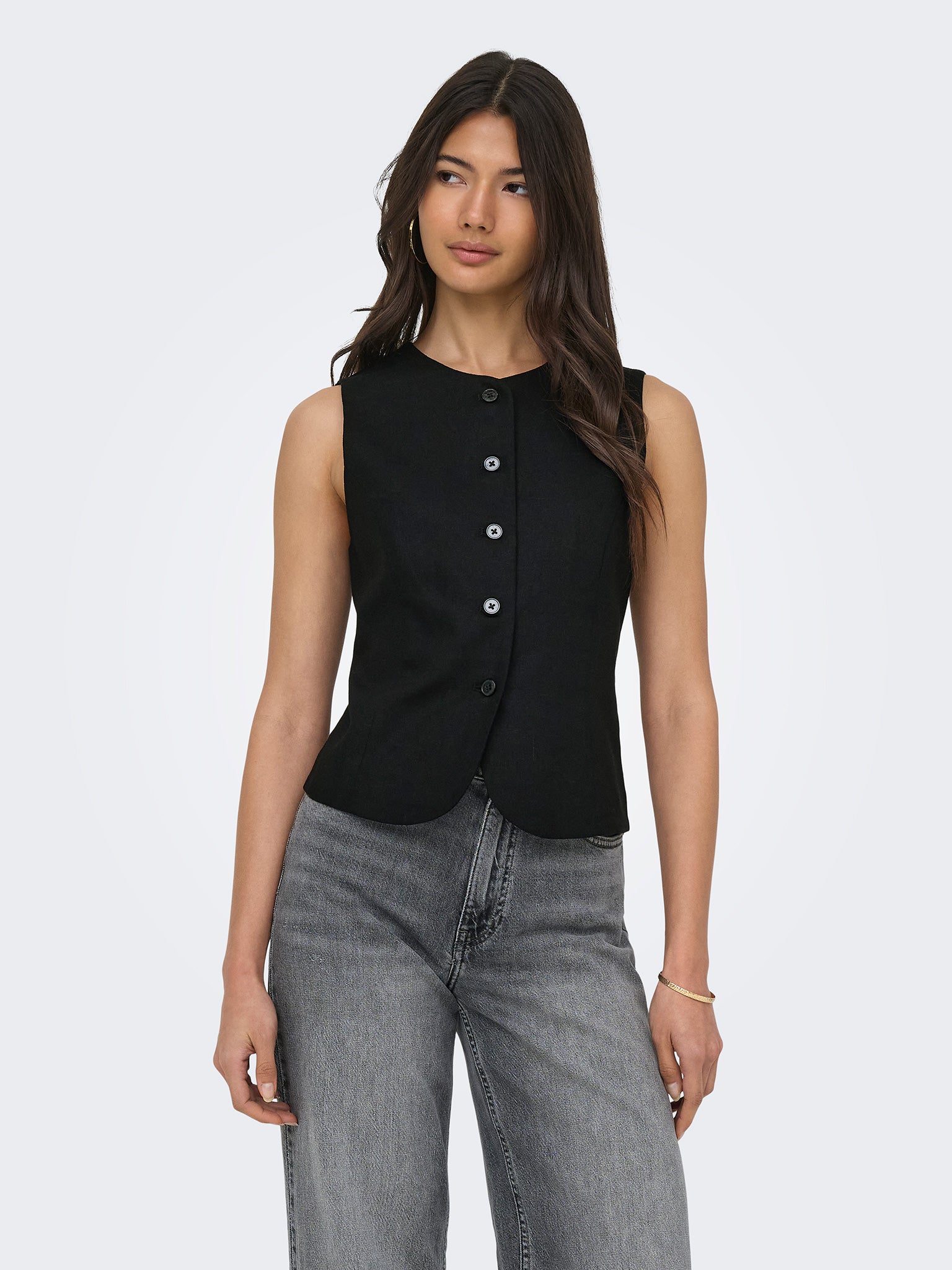 Γυναικείο γιλέκο λινό ONLGOA S/L LINEN BL WAISTCOAT 15363724 | 15363724