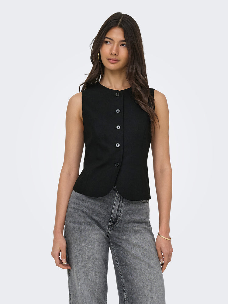 Γυναικείο γιλέκο λινό ONLGOA S/L LINEN BL WAISTCOAT 15363724 | 15363724