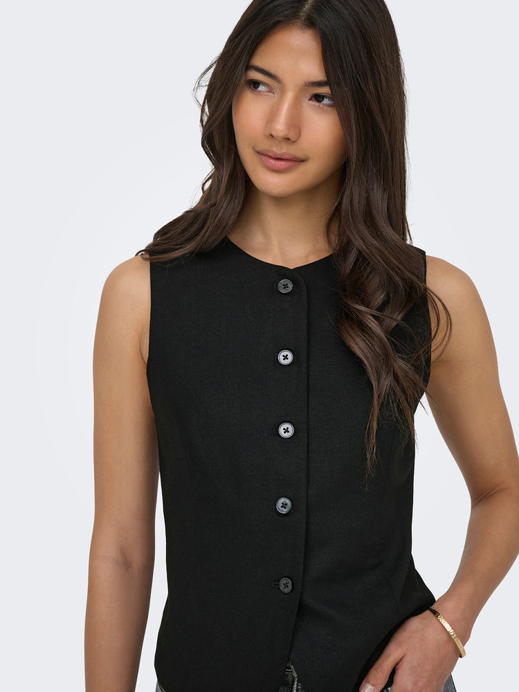 Γυναικείο γιλέκο λινό ONLGOA S/L LINEN BL WAISTCOAT 15363724 | 15363724