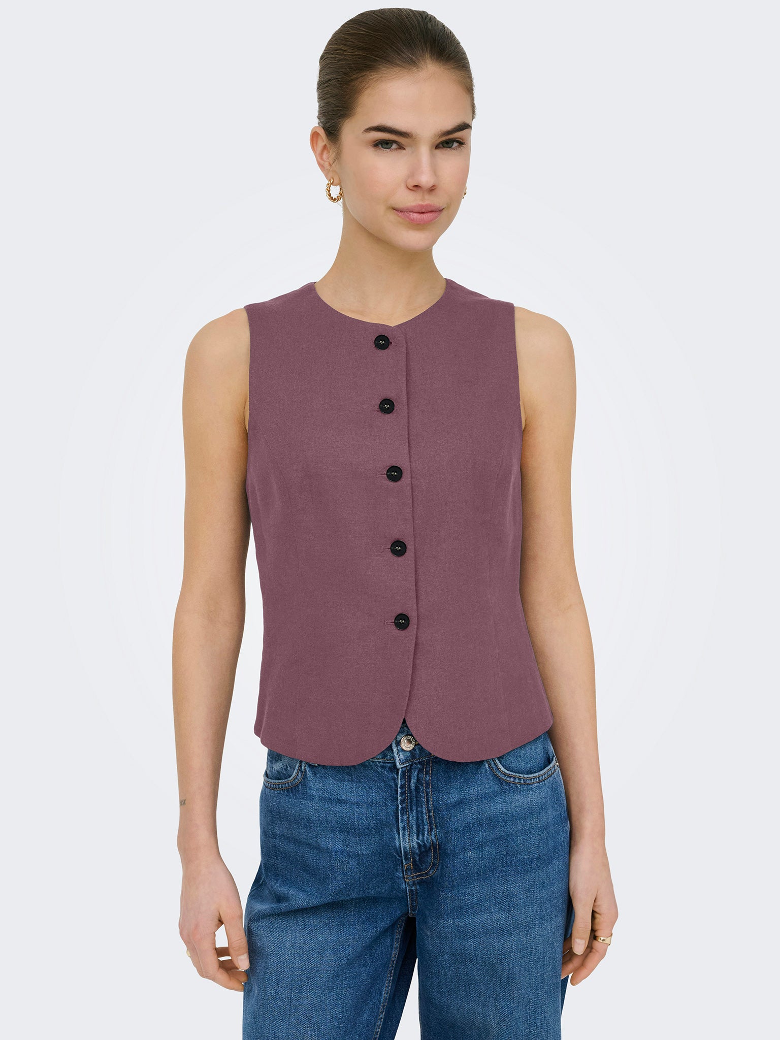 Γυναικείο γιλέκο λινό ONLGOA S/L LINEN BL WAISTCOAT 15363724 | 15363724