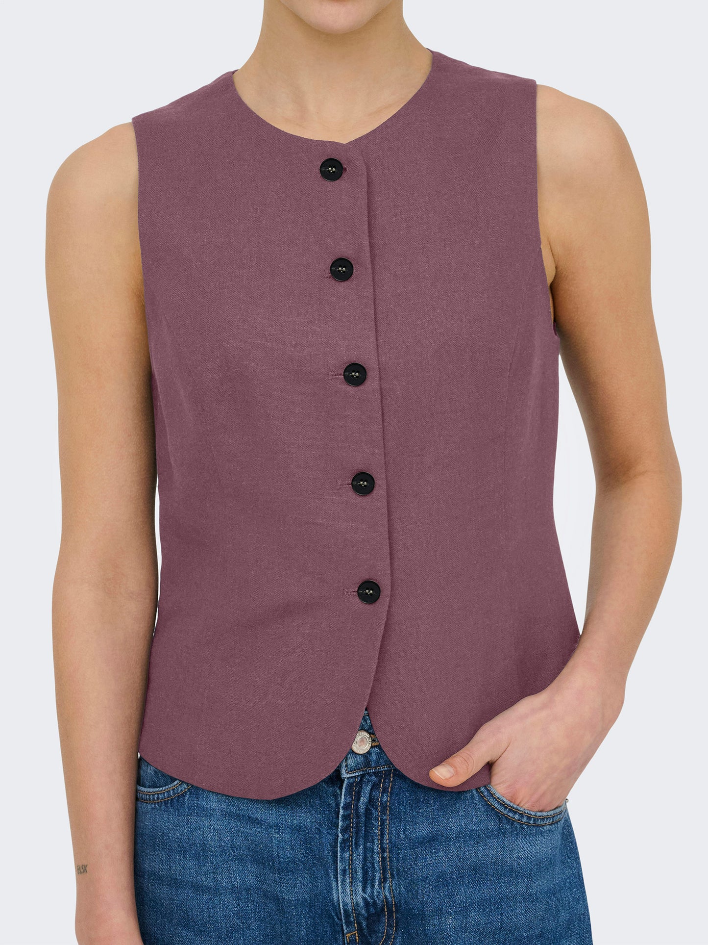 Γυναικείο γιλέκο λινό ONLGOA S/L LINEN BL WAISTCOAT 15363724 | 15363724