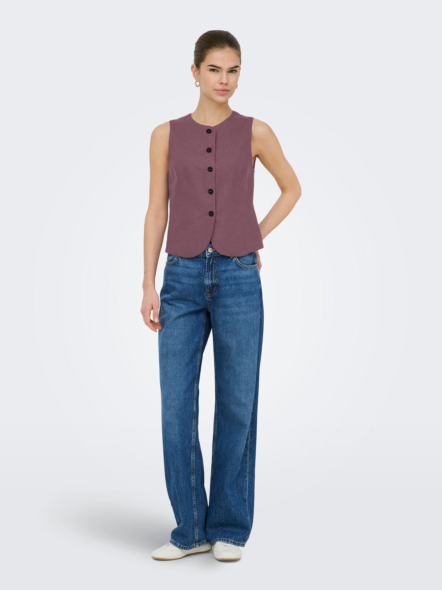 Γυναικείο γιλέκο λινό ONLGOA S/L LINEN BL WAISTCOAT 15363724 | 15363724