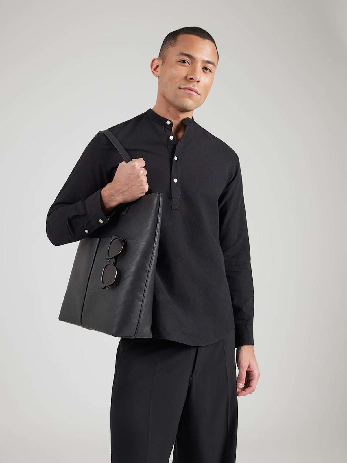 Ανδρικό πουκάμισο λινό JJBREEZE LINEN BLEND TUNIC SHIRT LS 12288898 | 12288898