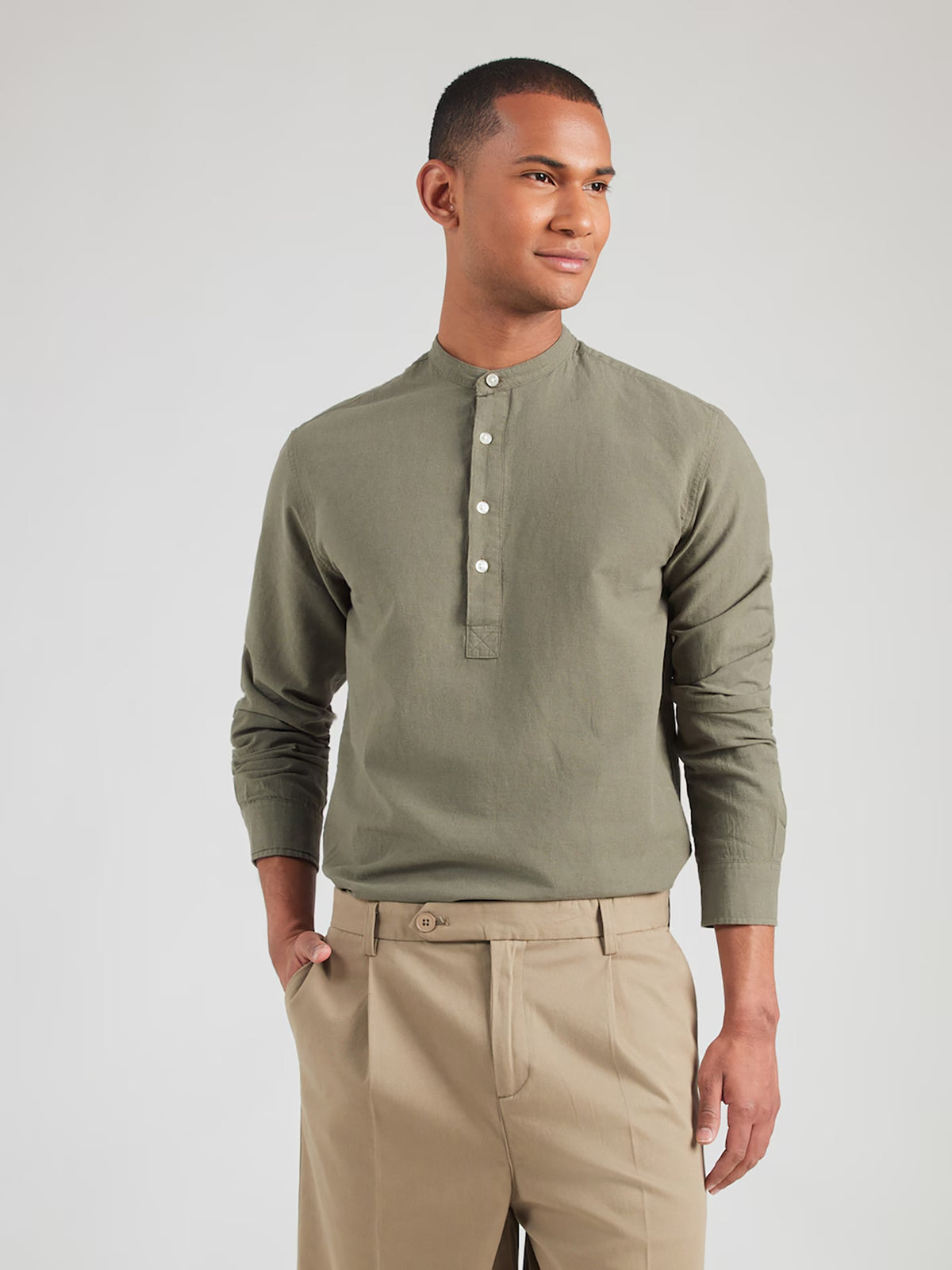 Ανδρικό πουκάμισο λινό JJBREEZE LINEN BLEND TUNIC SHIRT LS 12288898 | 12288898