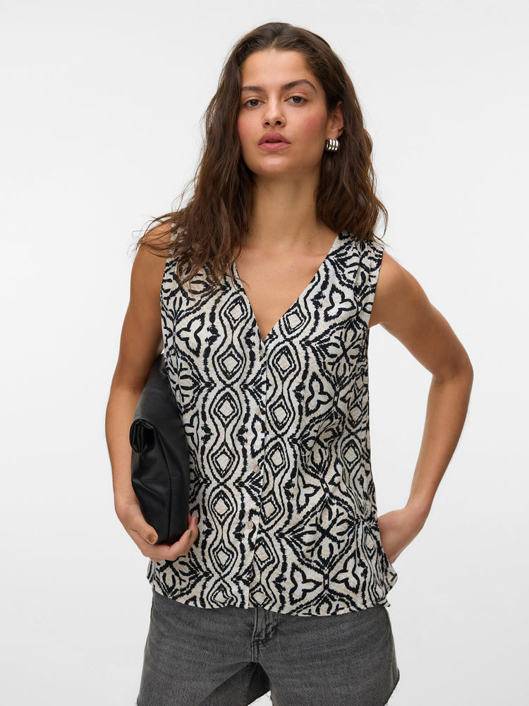 Γυναικεία μπλούζα εμπριμέ birch VMMENNY SL V-NECK TOP WVN 10341539 | 10341539