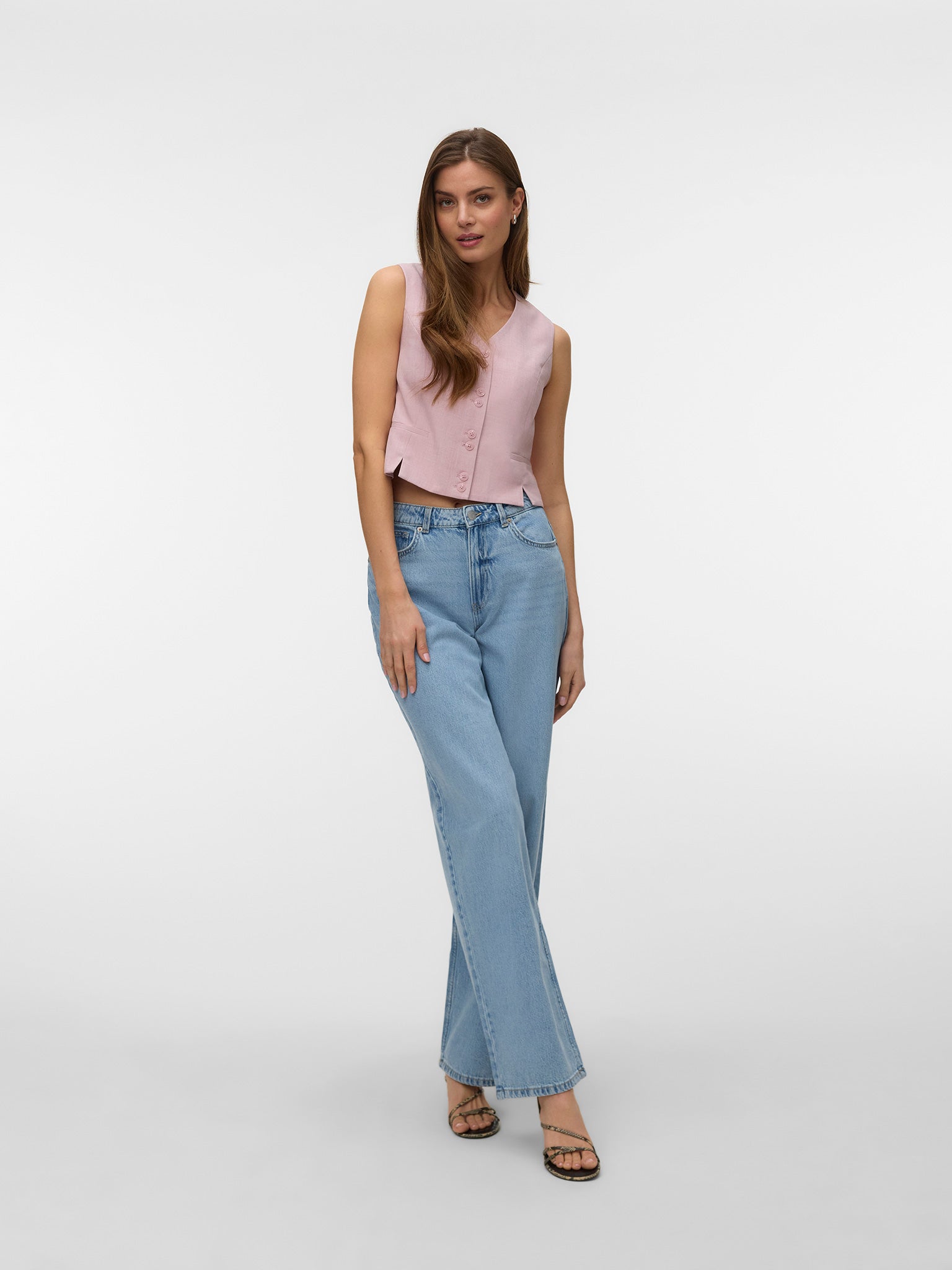 Γυναικείο γιλέκο bleached mauve VMCASSIDY SL SLIT WAISTCOAT 10346070 | 10346070
